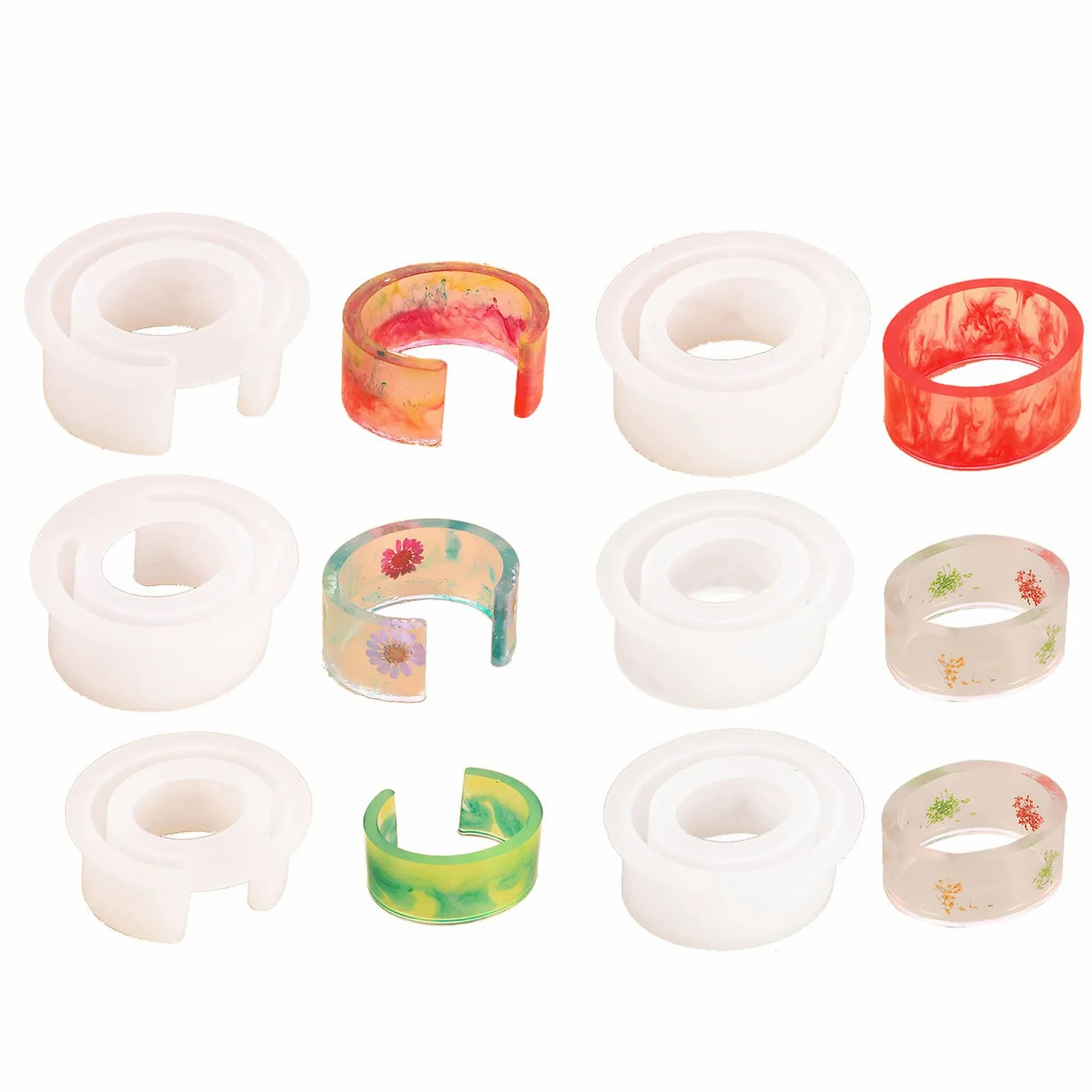Brazalete Brazalete de Resina Molde de Fundición Silicona Transparente | Herramientas para hacer joyas, silicona transparente, resina fundida, pulsera abierta para puños, flores secas