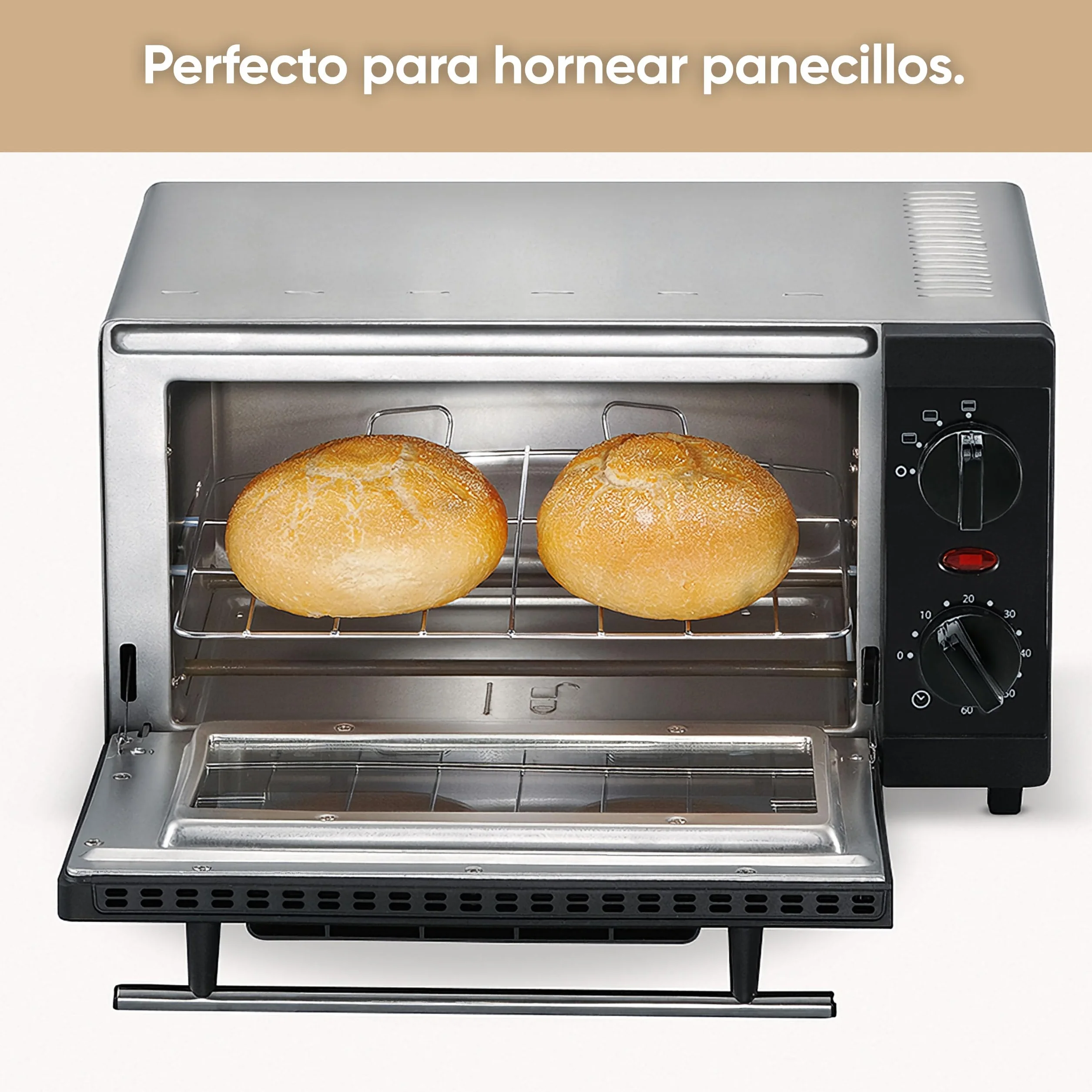 SEVERIN Mini horno tostador, horno compacto de sobremesa con grill, horno pequeño con bandeja y temporizador de 60 minutos, 800 W, 9 L, negro, TO 2052