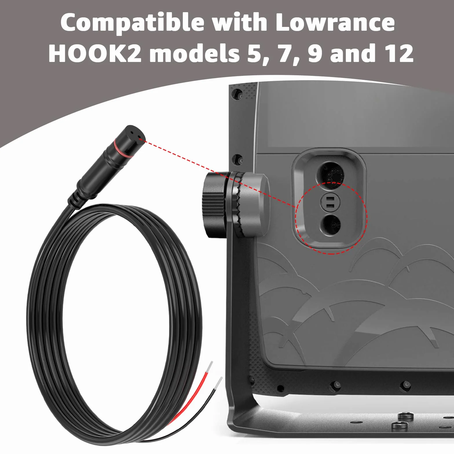 Upgrate Cable de alimentación de repuesto para Lowrance HOOK2 Hook Reveal 5/7/9/12