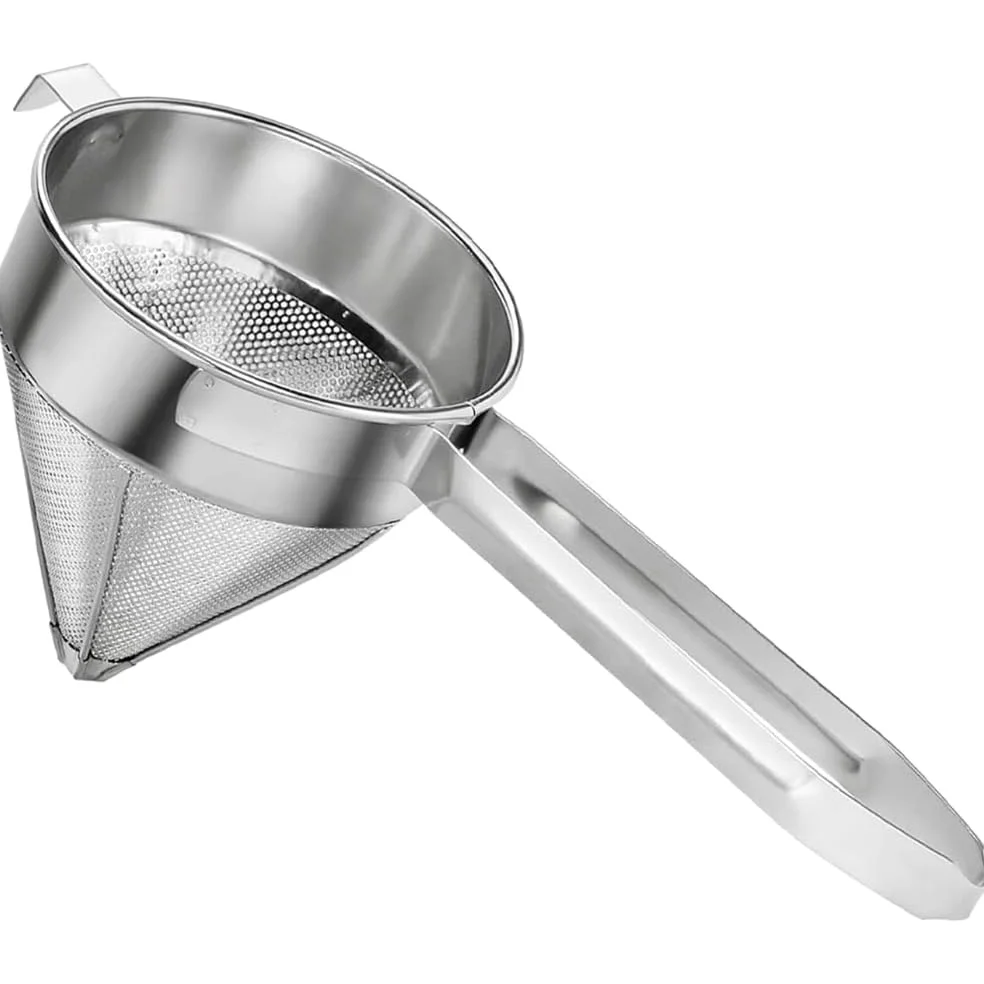 Tamiz de acero inoxidable de malla fina, tamiz cónico de China y colador de puré para cocina y cocina