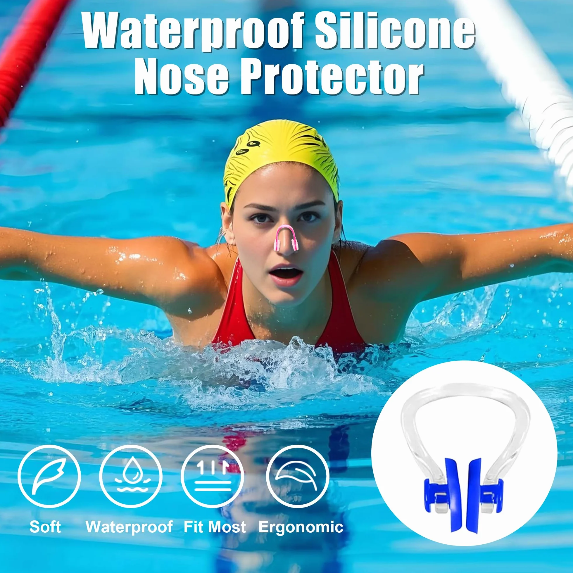 Pinzas de Nariz para Natación 6 Piezas Silicona con Caja de Almacenamiento