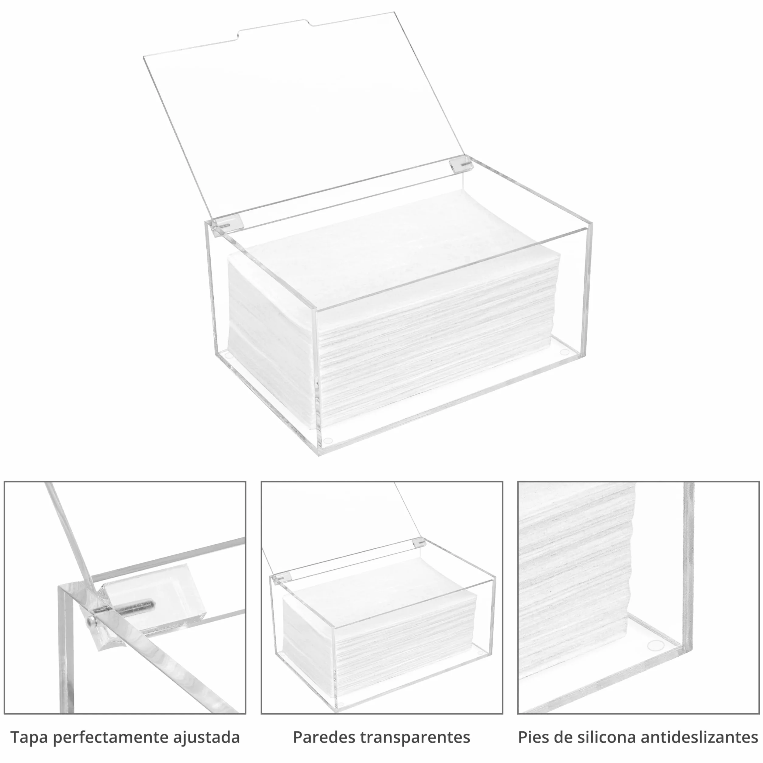 Winter Shore Soporte Metacrilato para Productos de la Secadora- Caja Acrilico Transparente con Tapa Artículos de Limpieza, Alfileres y Más - Dispensador Metacrilato Rectangular Capacidad Máxima 1,8 L