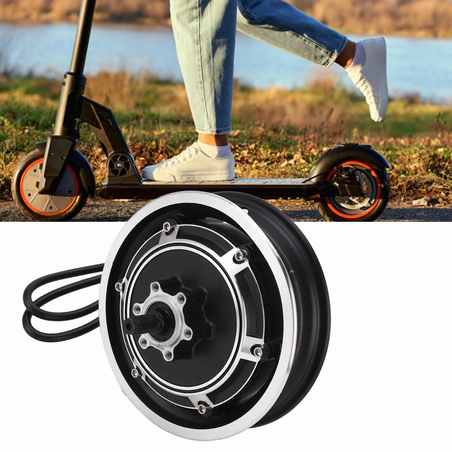 Motor de Cubo de Scooter Eléctrico 48V 1000W sin Escobillas Freno de Disco 10 Pulgadas