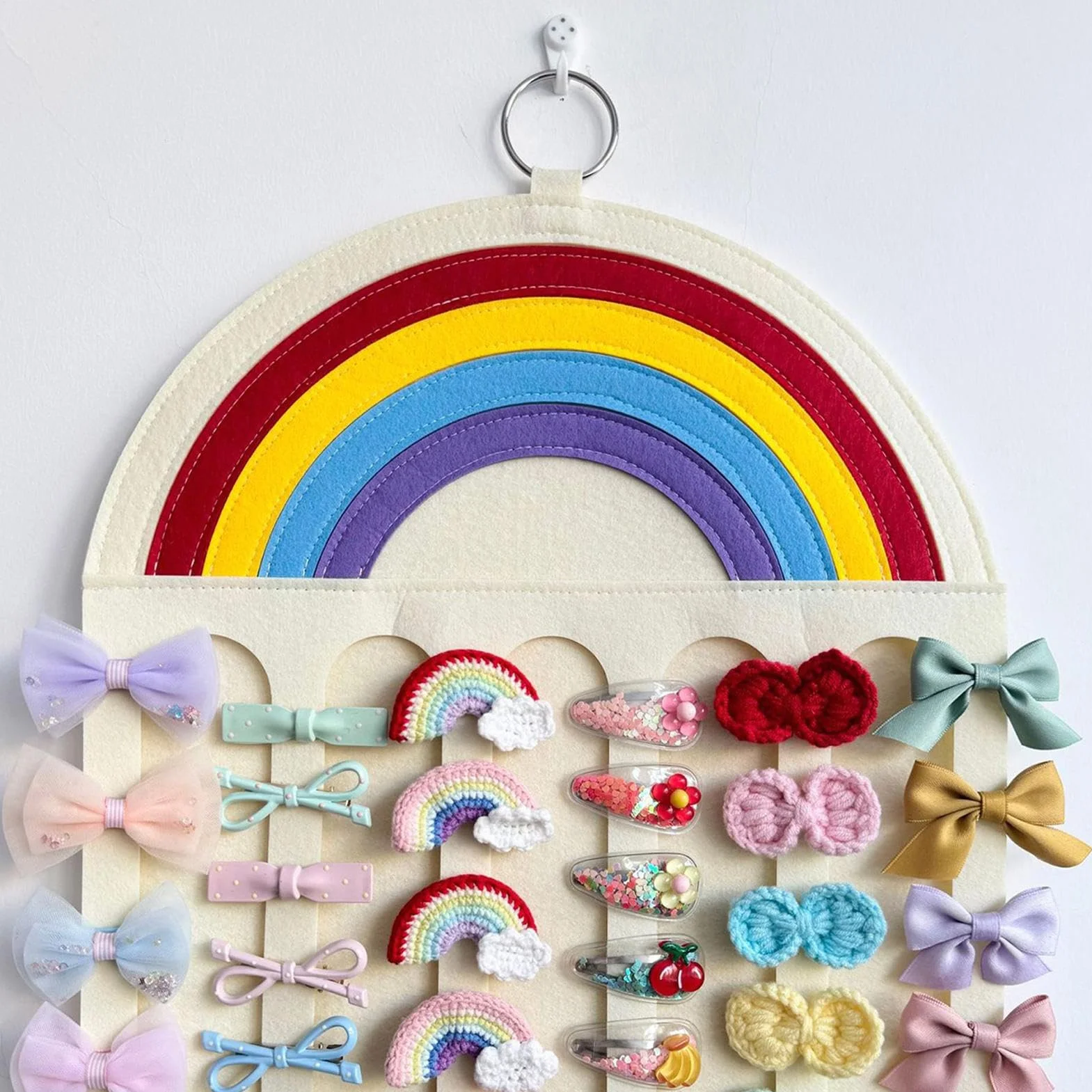 Puerta para el pelo Organizador de pared Almacenamiento para clips Gancho para gomas joyas con banda decoración armario