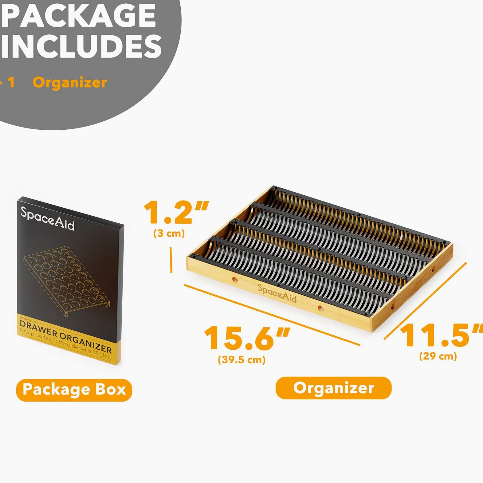 SpaceAid Organizador de cajones para cápsulas de café Nespresso Vertuo, bandeja de almacenamiento de bambú para Nespresso Vertuo, compatible con 40 cápsulas grandes o 52 pequeñas Vertuoline (inserto