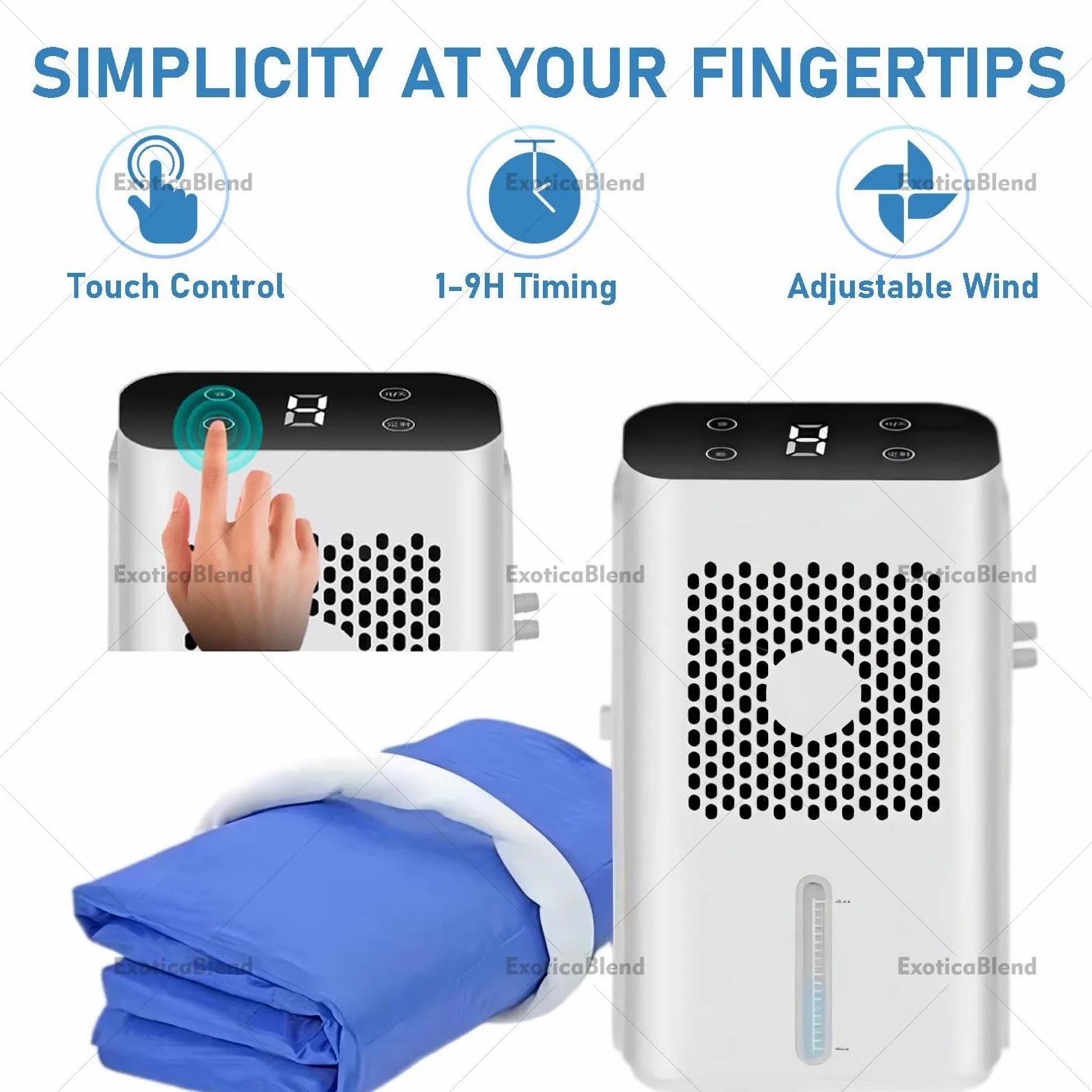 Almohadilla de Enfriamiento de Colchón de Agua, Sistma de Enfriamiento de Cama, Enfriador de Cama de Agua con Viento Ajustable, Ideal para Quienes Sudan por la Noche Single-Bed