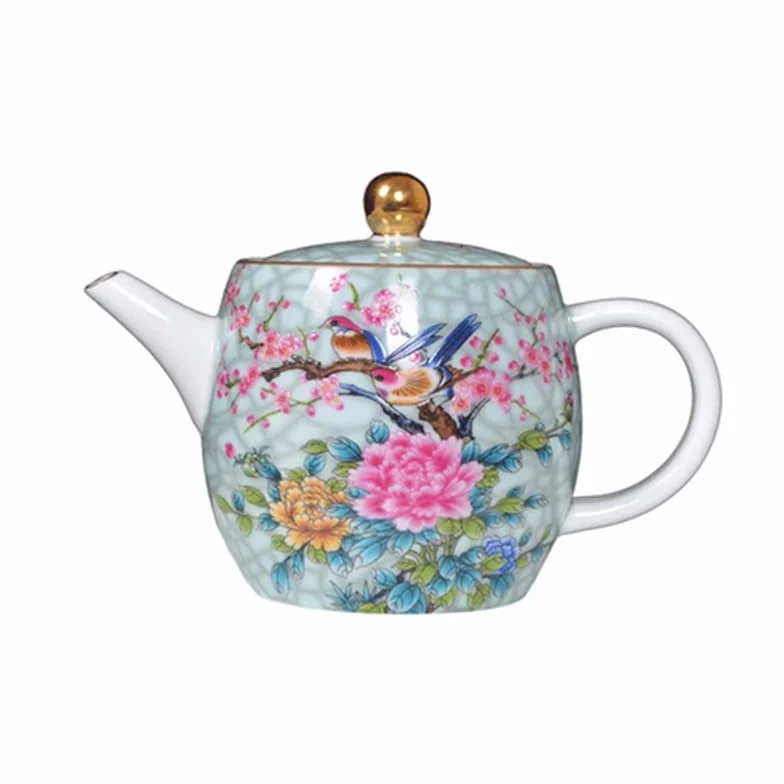 Tetera de cerámica, Juego de té de Kung Fu, Tetera Individual de Porcelana Azul y Blanca, Tetera pequeña con patrón de Flores para el hogar