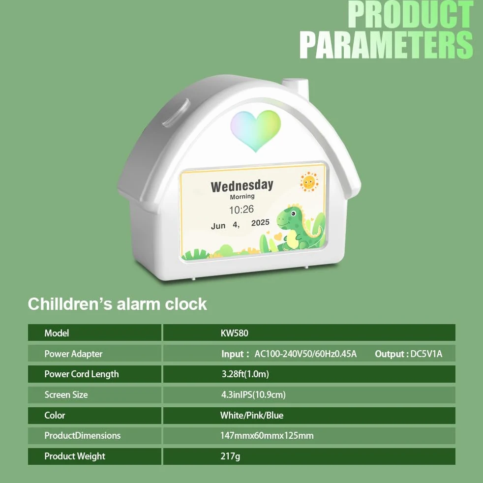 Reloj despertador digital con pantalla HD de 4.3 pulgadas, calendario, cuenta regresiva, iluminación ambiental, función de ruido blanco, perfecto para niños con control remoto y función de