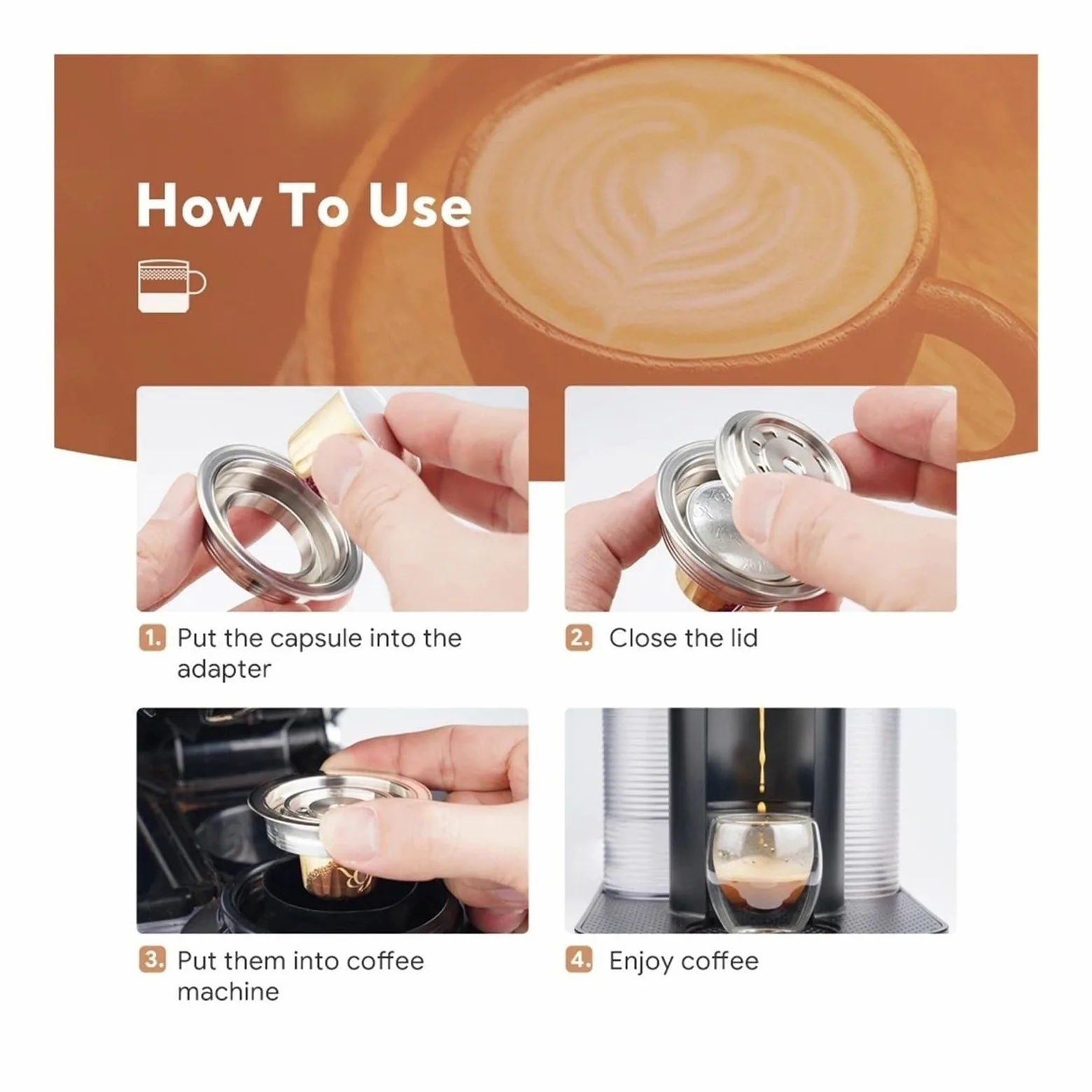 Convertidor De Adaptador De Acero Inoxidable De Cápsula De Café Reutilizable | Compatible Con ICafilas ,Compatible Con Nespresso Vertuo Vertuo Next Pop Machine Capsule Insert Inserto De Cápsula(40ml-80ml)