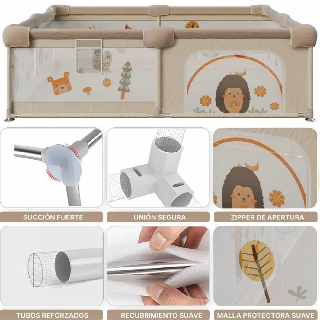 Parque Infantil Bebe del Bosque 120x120 - Corralito Bebe con Malla de Animales Transpirable Alfombra Acolchada +60 BOLAS - Corral Plegable Baby ANTIDESLIZANTE