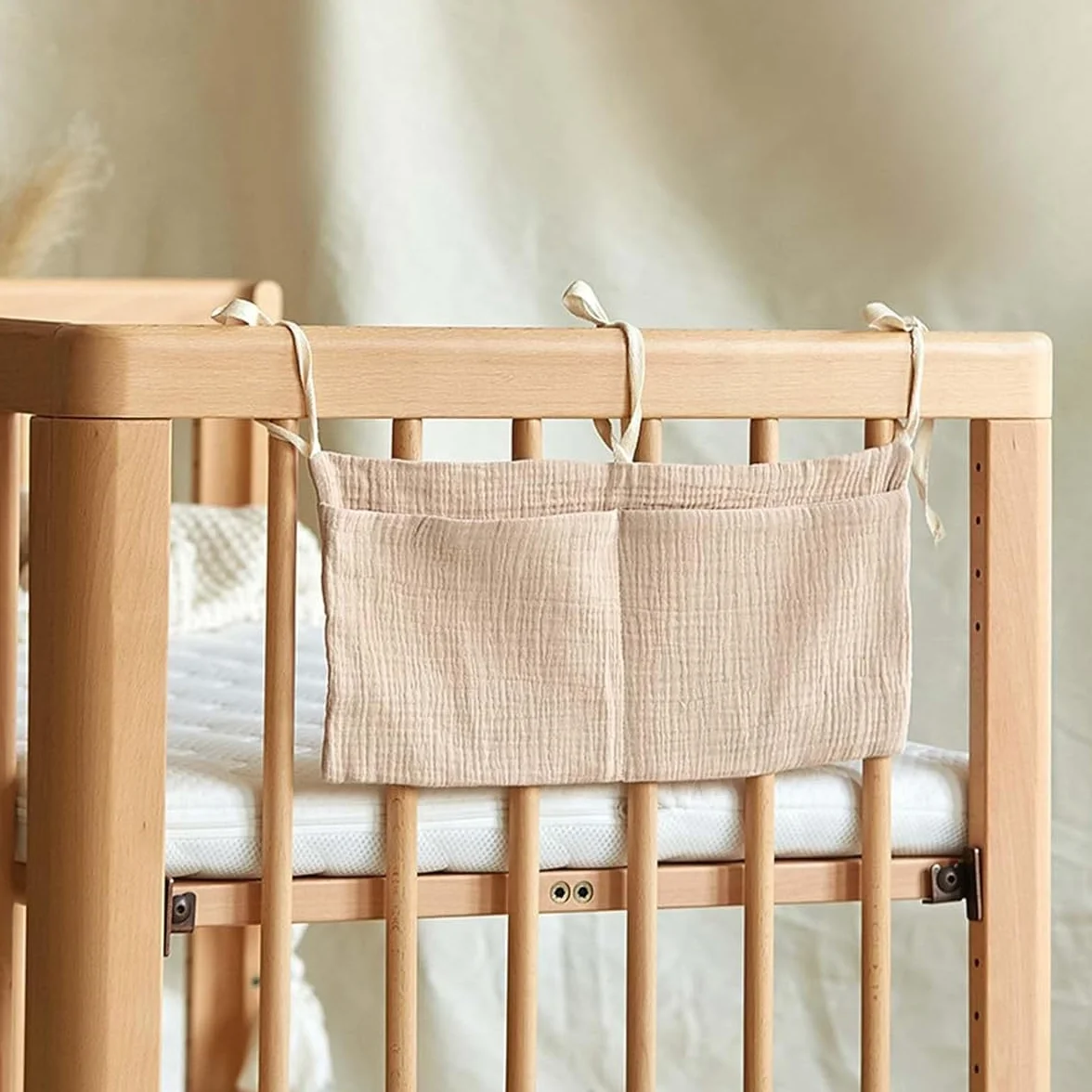 Organizador Colgante para Cuna de Bebé 2 en 1, Bolsillo para Cuna y Bolsa de Juguetes