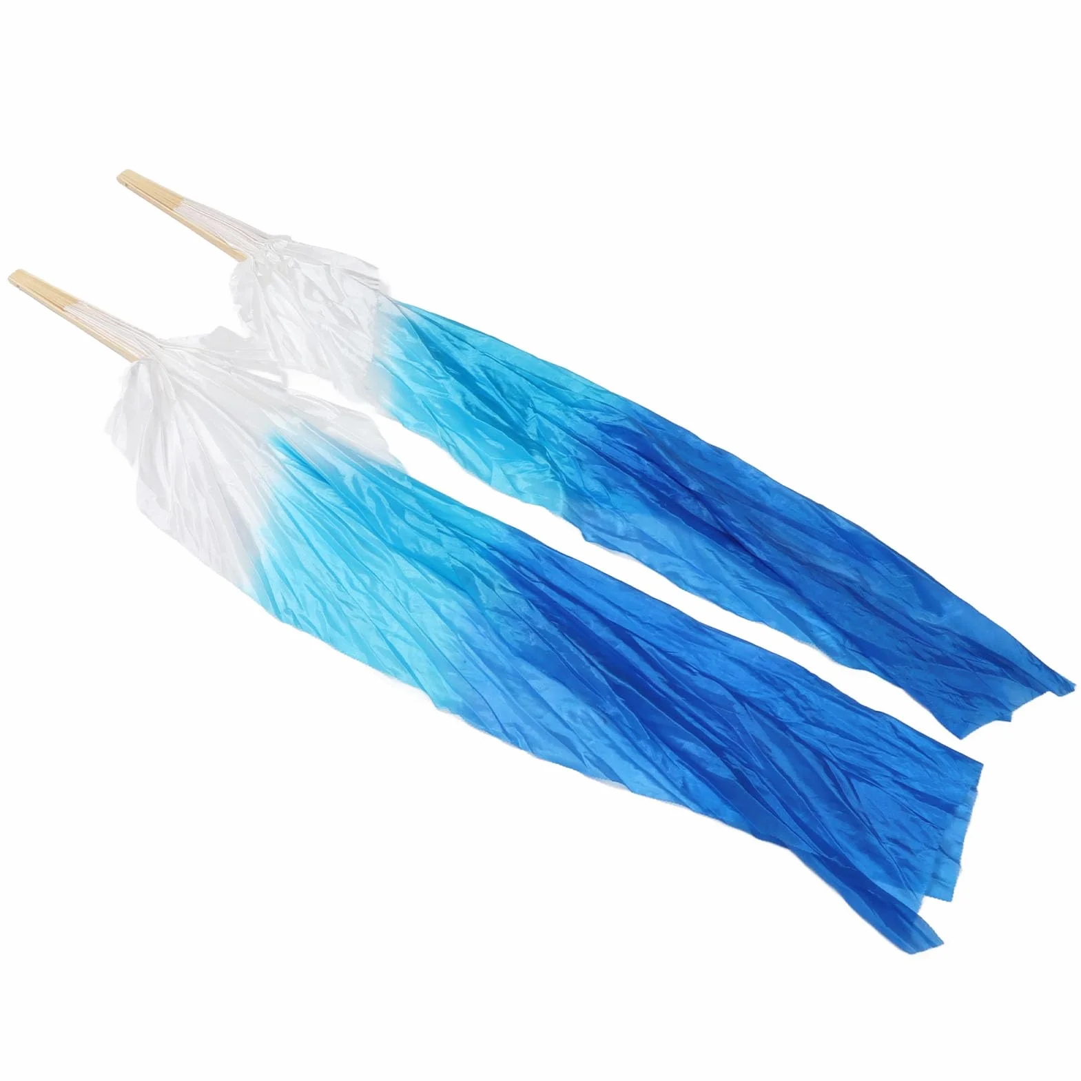 Abanico de Baile Largo 1,5 M Seda con 16 Varillas Resistentes para Danza del Vientre Azul Lago y Azul