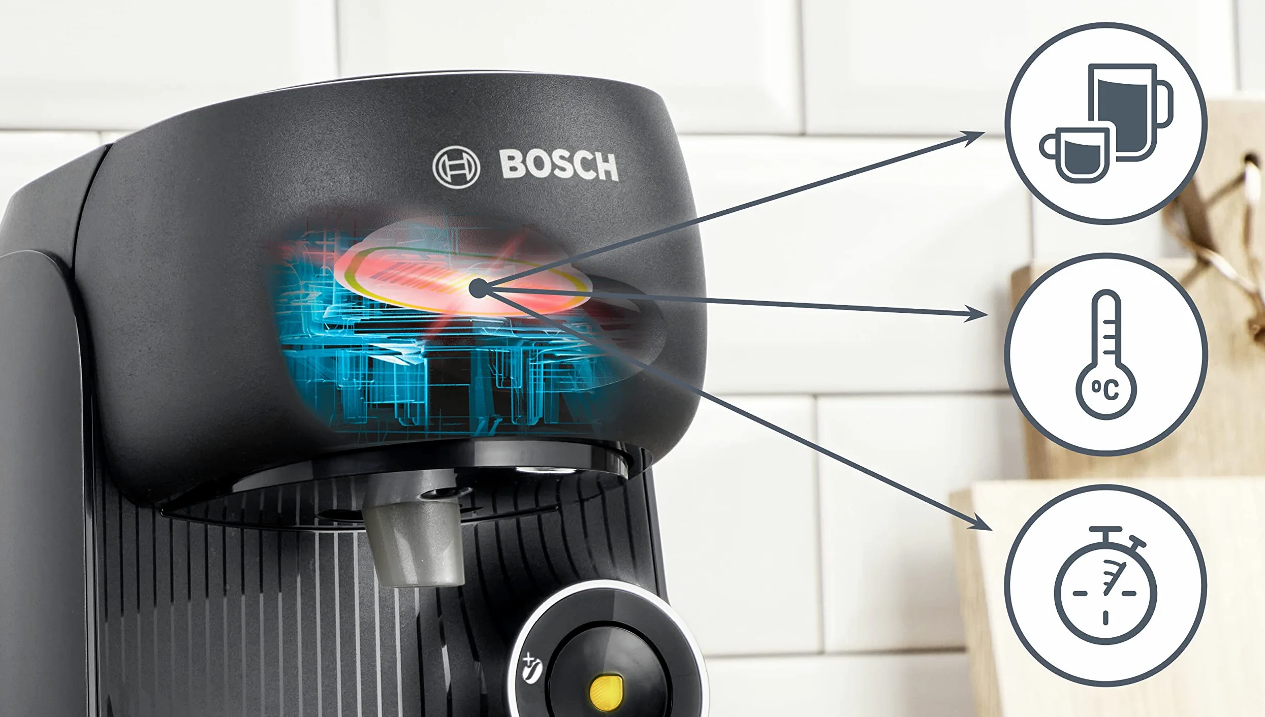Bosch - Cafetera TASSIMO FINESSE para preparar múltiples bebidas, hasta 40 bebidas, IntensityBoost, INTELLIBREW, negro intenso, TAS16B2