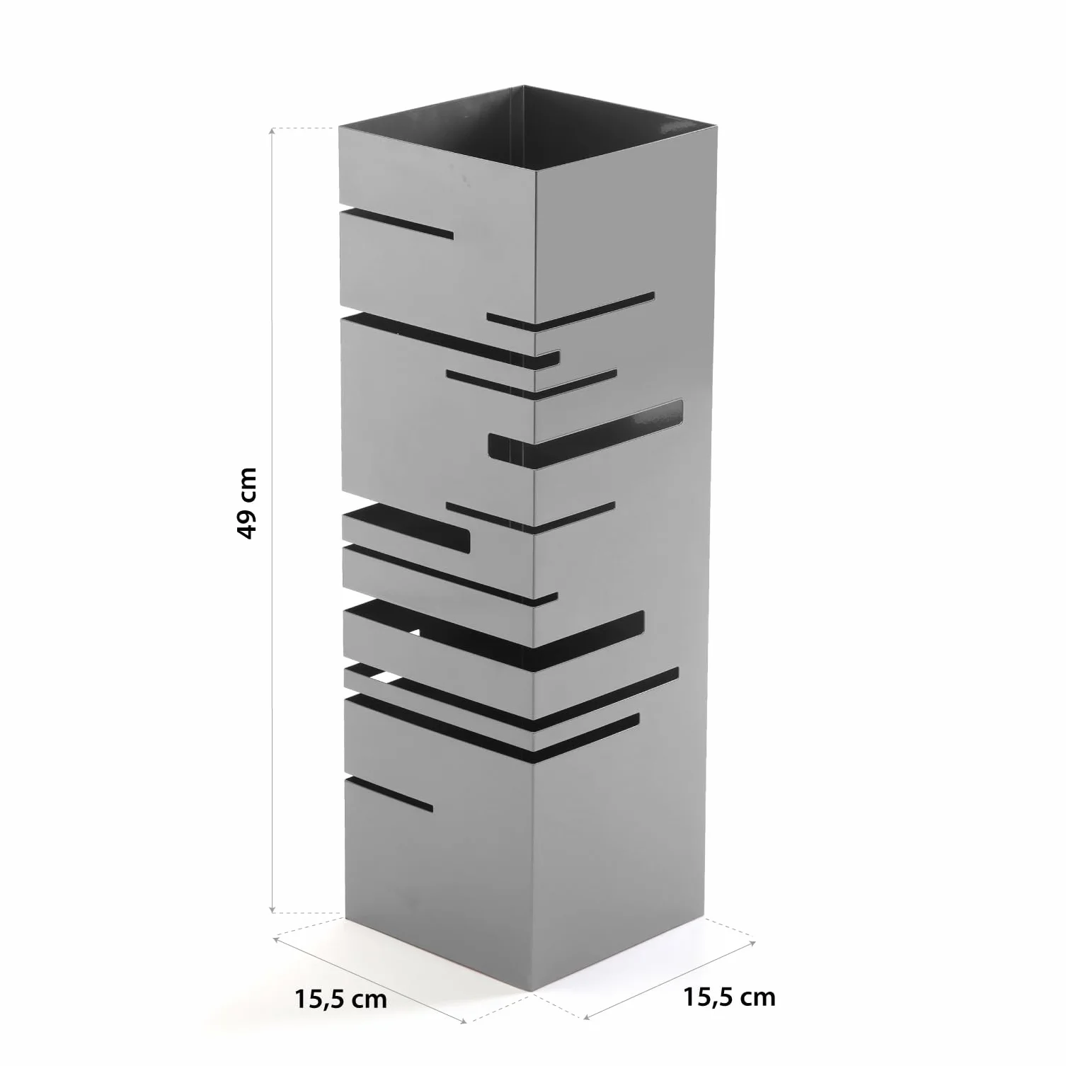 Versa Stripes Paragüero para la Entrada, Habitación o Hall, Porta Paraguas Moderno, Medidas (Al x L x An) 49 x 15,5 x 15,5 cm, Metal, Color Gris