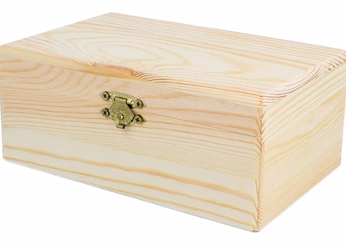 Caja madera de pino macizo rectangular 20x10,5x3,5cm.