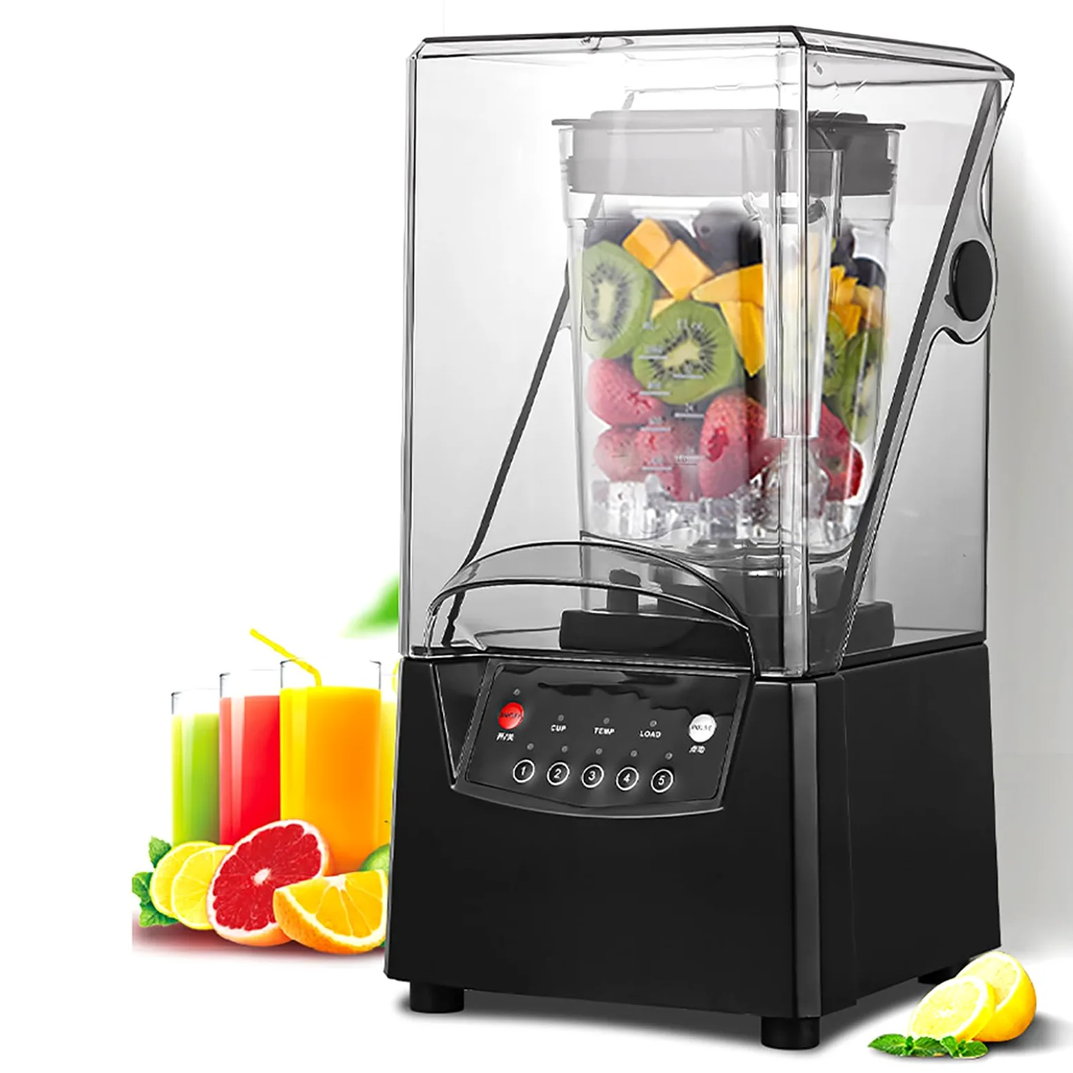 Licuadora portátil de 2 litros con 5 ajustes preestablecidos, perfecta para mezclar frutas sobre la marcha, máquina de cocción silenciosa de pared rota de hielo triturado de 17000 rpm.