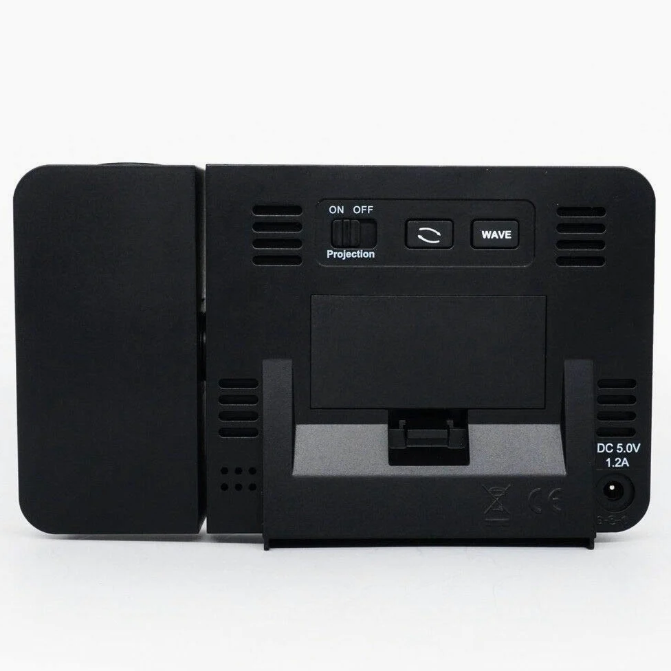 Riloer Reloj despertador de proyección, reloj inteligente digital de techo con temperatura y cargador USB, pantalla digital grande, repetición, temporizador de sueño, ajuste de 12/24 horas para