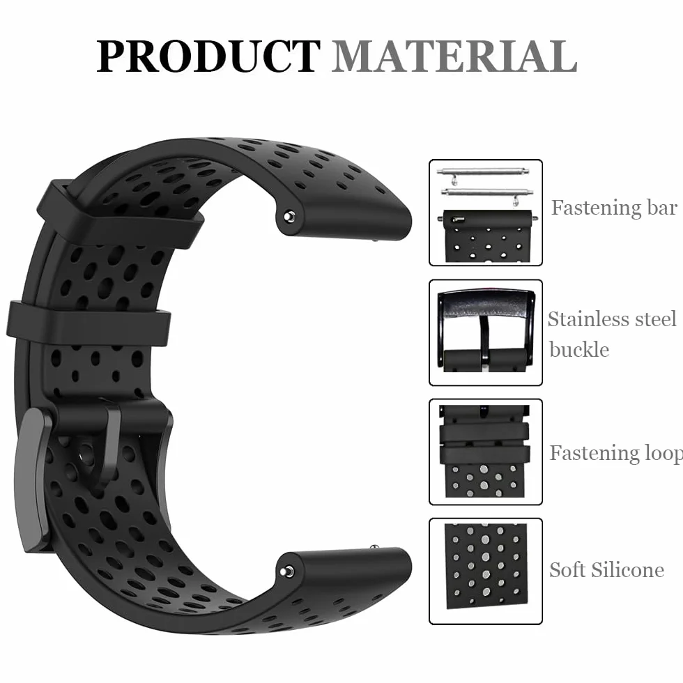 Pulsera de Silicona 24MM Compatible con Suunto 9, 9 Baro, 7, D5, Spartan Sport Wrist HR