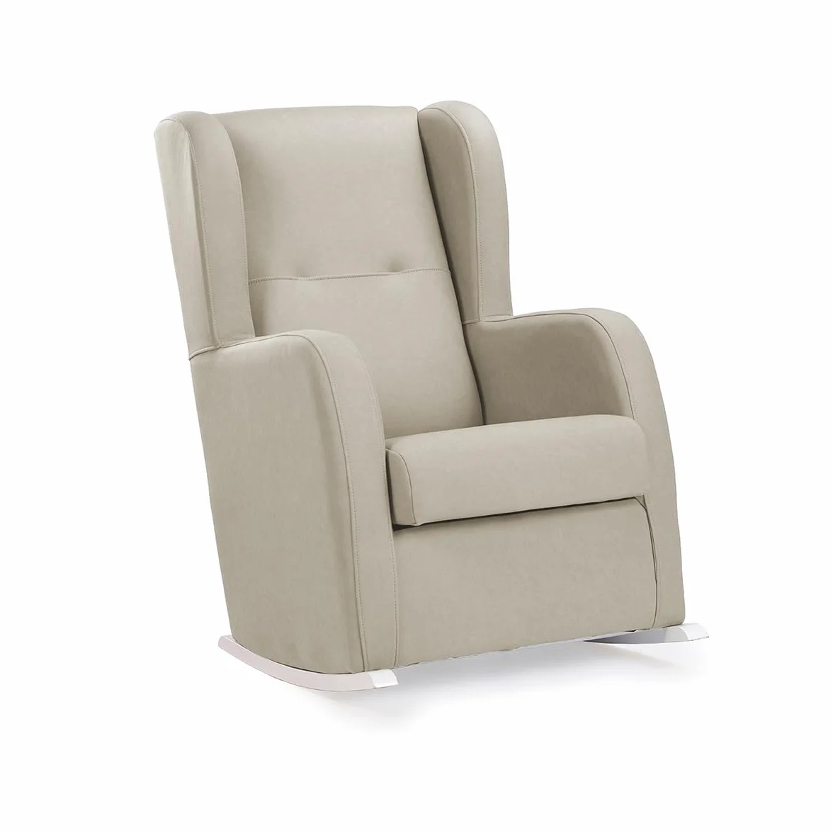 Sillón de Lactancia Amberes Estrecho con Patines Blancos Balanceo Suave Respaldo Alto Tela Antimanchas Beige 102x66x89 cm