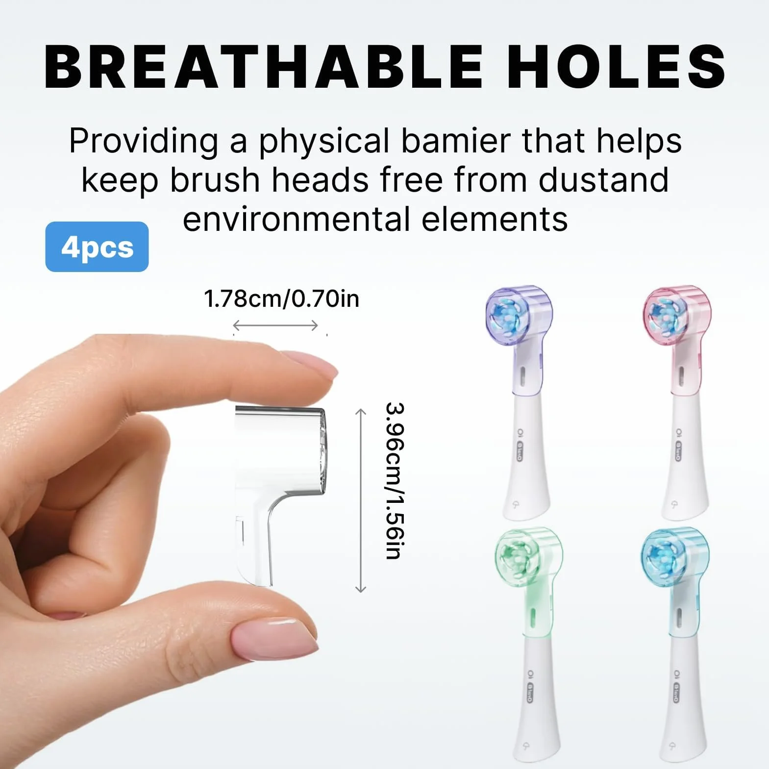 Portacepillos para cepillos de Dientes eléctricos Oral-B e iO, con Soporte para Cabezales y protección higiénica, Compatible con Cabezales Multicolor para baño.