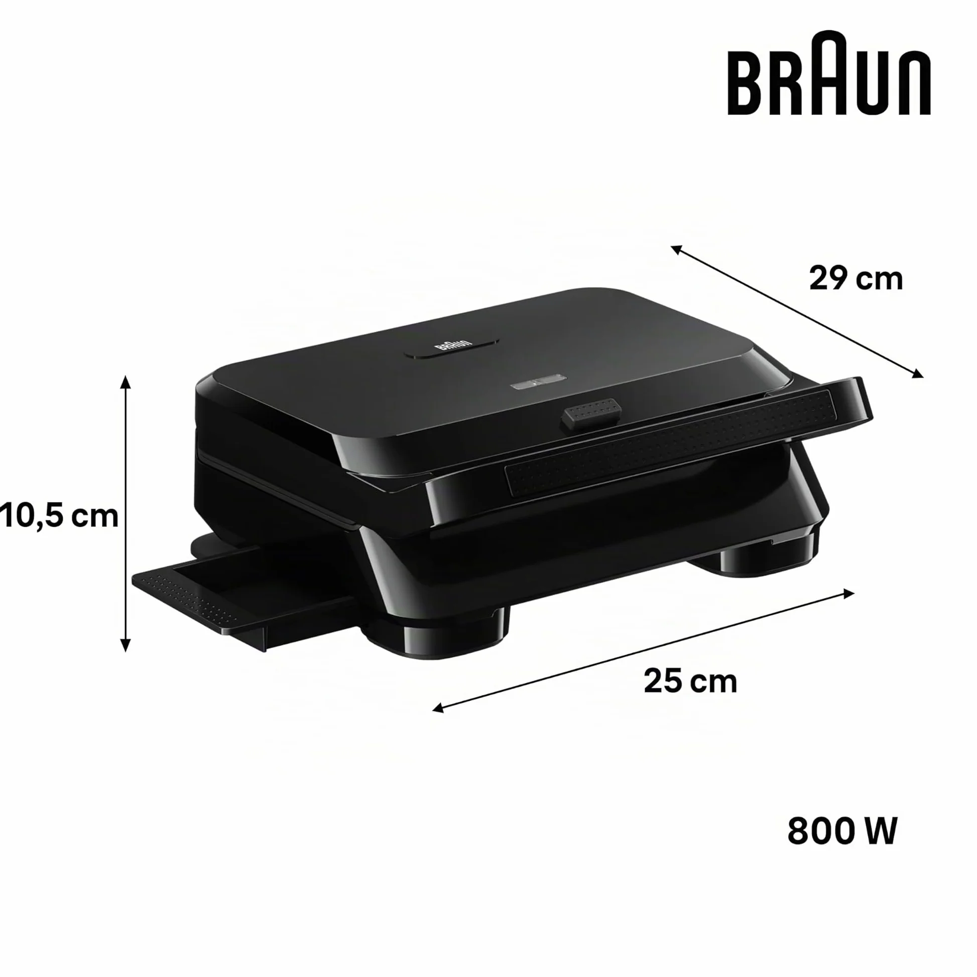 Braun SnackMaker 5 SM5000, Sandwichera con Placas de Sándwich Removibles, de Aluminio Fundido, Placas Lavables en Lavavajillas, 800W, Negro