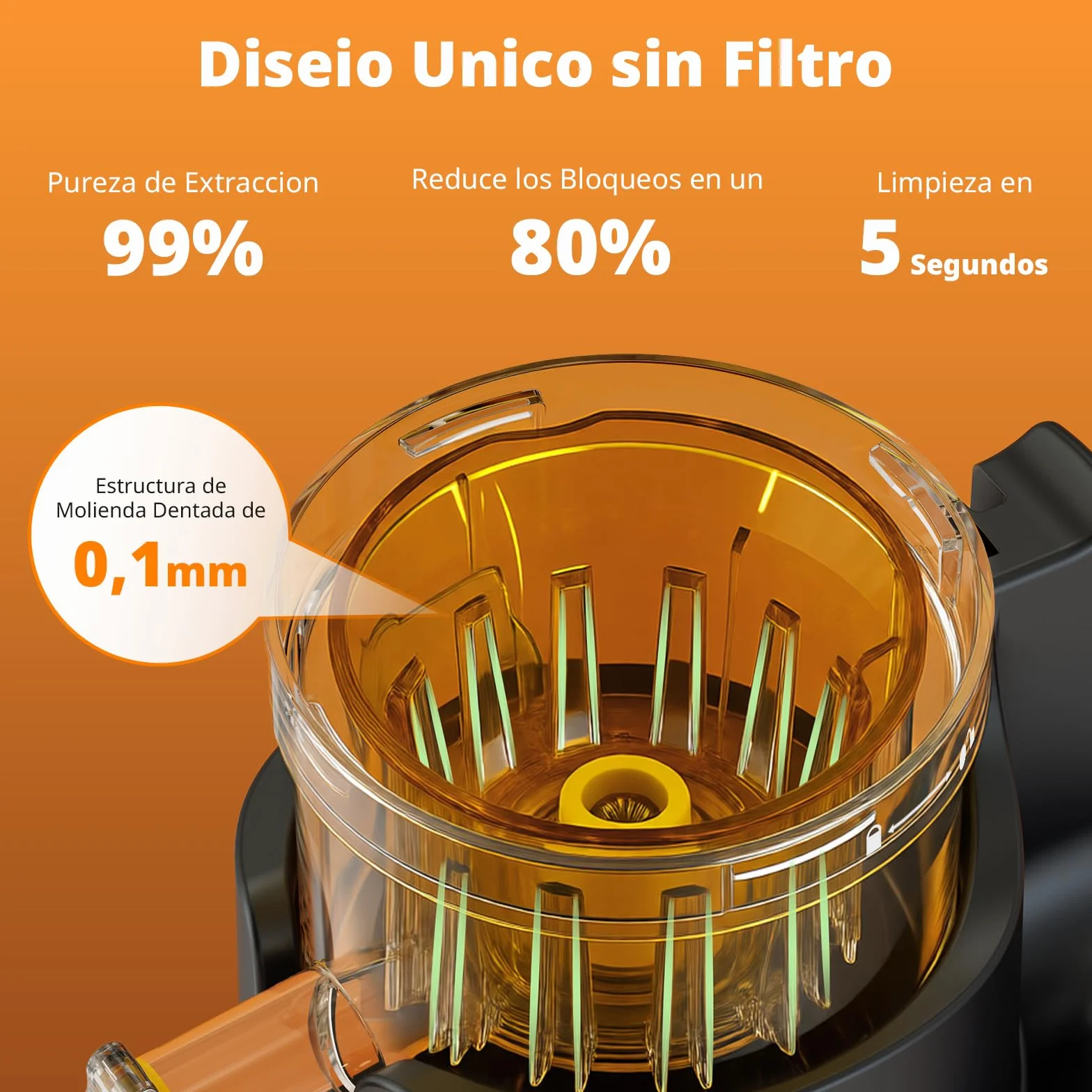 AIRMSEN Extractor de Zumos y Verduras 147MM Apertura Extractor, Capacidad de 2,1 L, Extractor de Jugo Prensado en Frío, Motor de 300 W, Licuadora Silenciosa y Eficiente, Fácil de Limpiar Negro