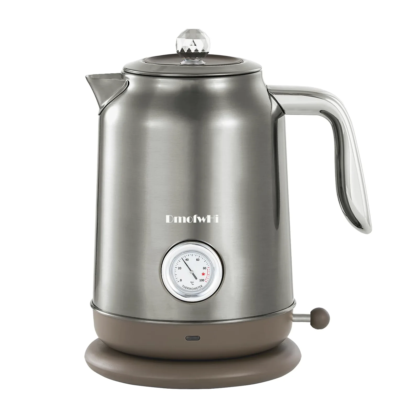 DmofwHi Hervidor de Agua Eléctrico de 1,7 Litros - Tetera Electrica con Termómetro e Indicador de Temperatura - Apagado Auto & Protección Ebullición Seca - Para Café, Té y Familia (Cromo)