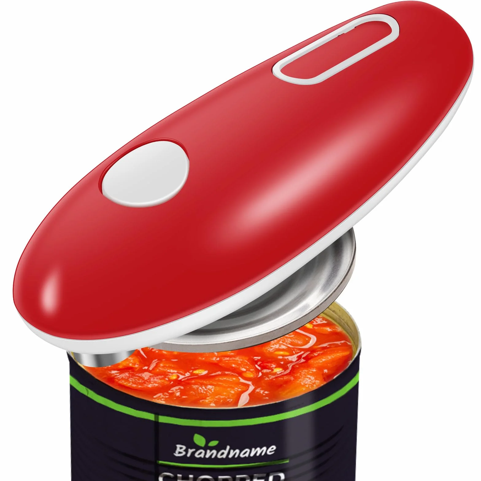 Abrelatas eléctrico, borde liso, abrelatas One Touch, portátil, inalámbrico, sin bordes afilados, para chefs, niños y personas mayores con artritis (rojo)