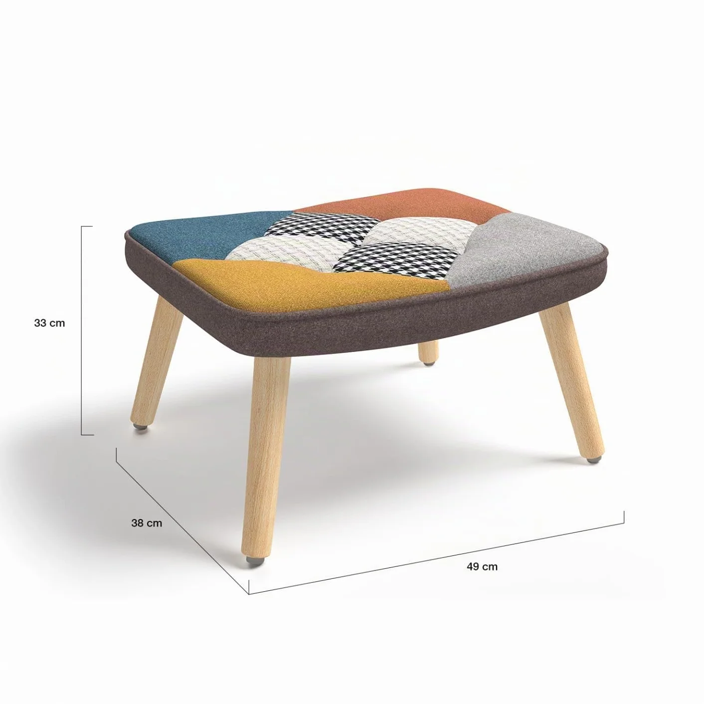 IDMarket - Sillón escandinavo Ivar con reposapiés, tejido de retales multicolor