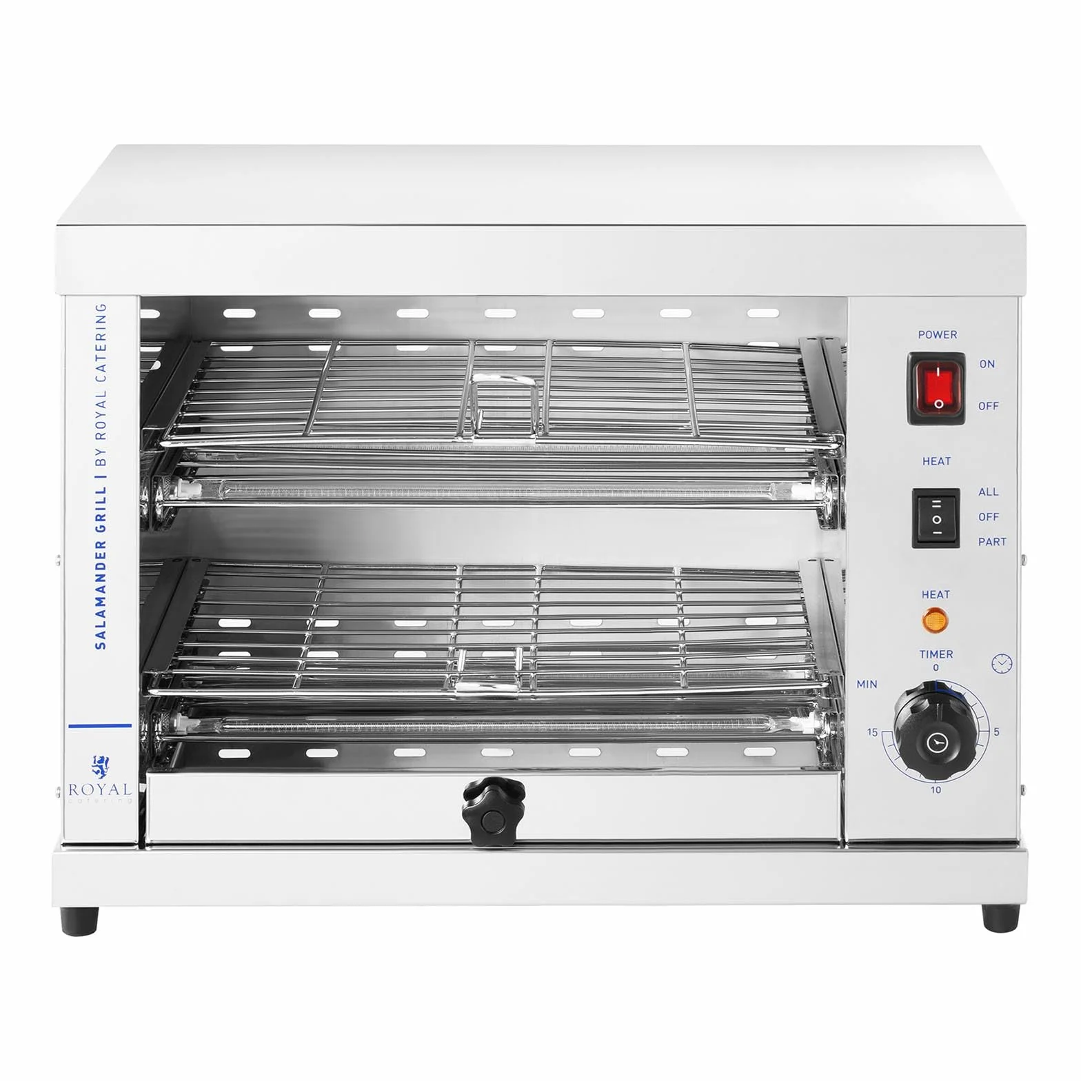 Royal Catering Horno Salamandra para Hostelería Tostador RC-SGI01 (Potencia: 3200 W, Con dos rejillas, Acero inoxidable)