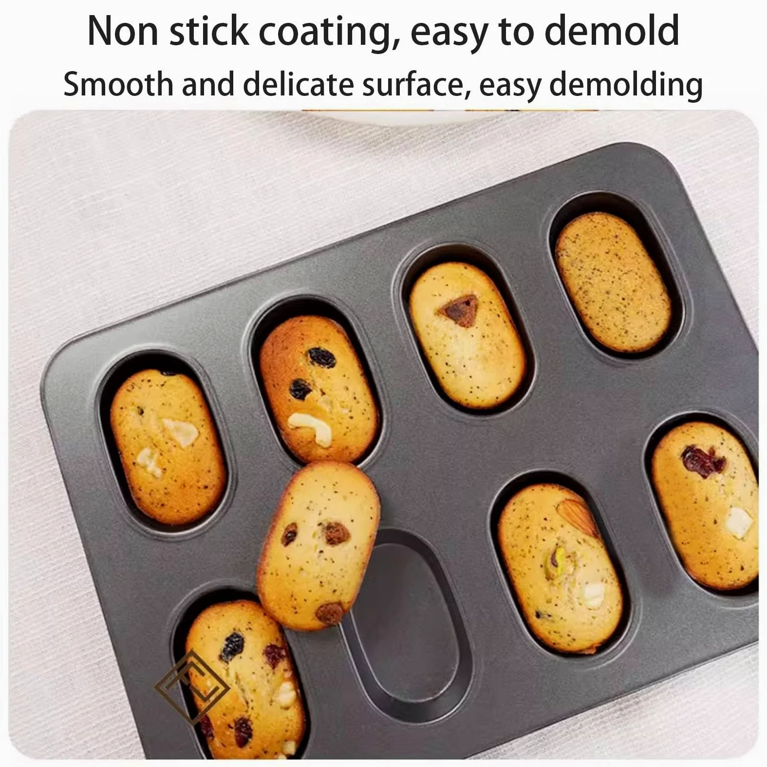 Molde Magdalenas Horno De Acero Al Carbono Con Divisores Ovalado Bandeja Para Hornear Brownie De Cocina Muffin Tray De 8 Cavidades Para Hornear