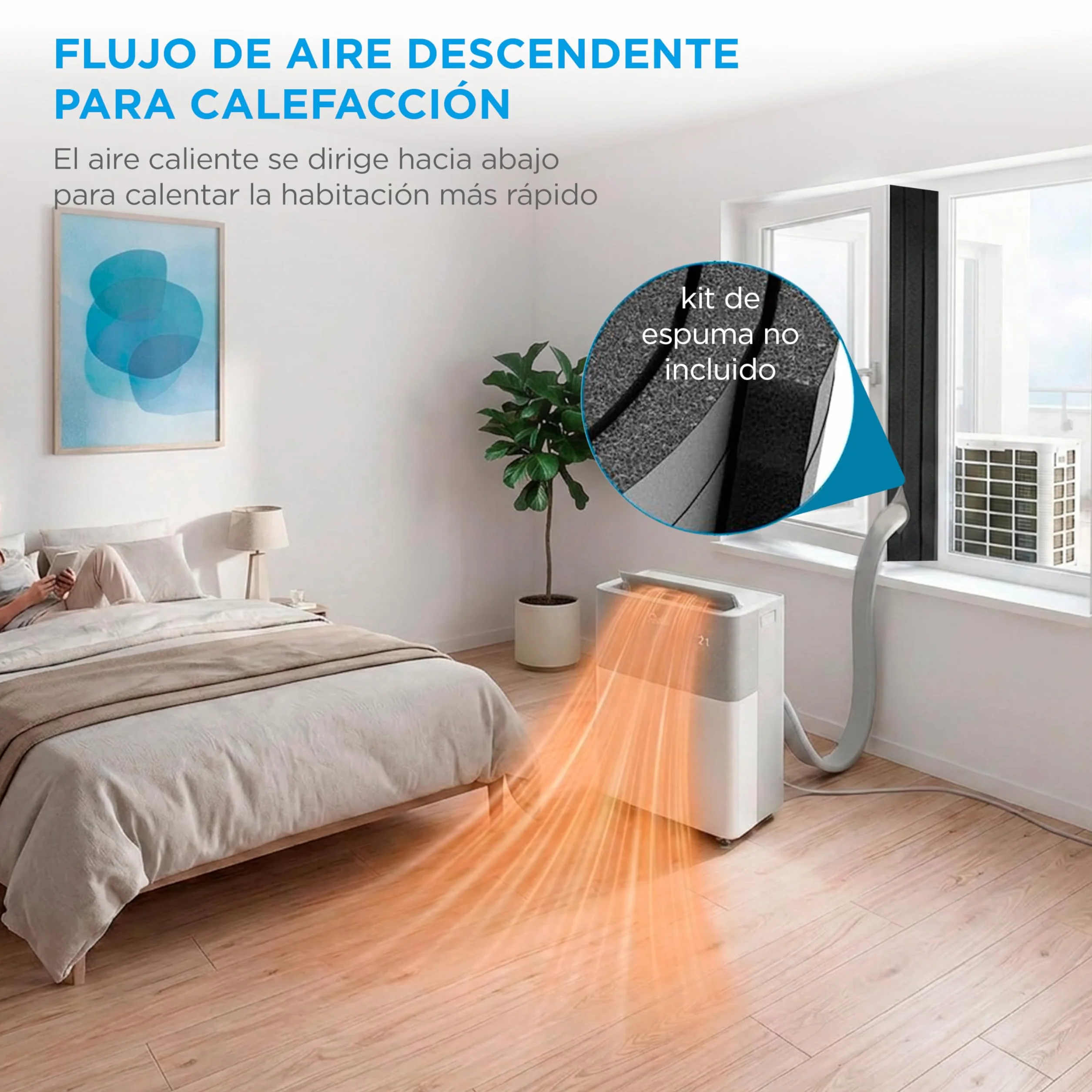 Midea Portasplit Aire Acondicionado Portatil 4 en 1 | 3000 frigorías / 12000 BTU | Split sin Obra de Bajo Consumo con modo Silence, App/Wifi, Deshumidificador, Calefacción y Ventilador hasta 45 m2