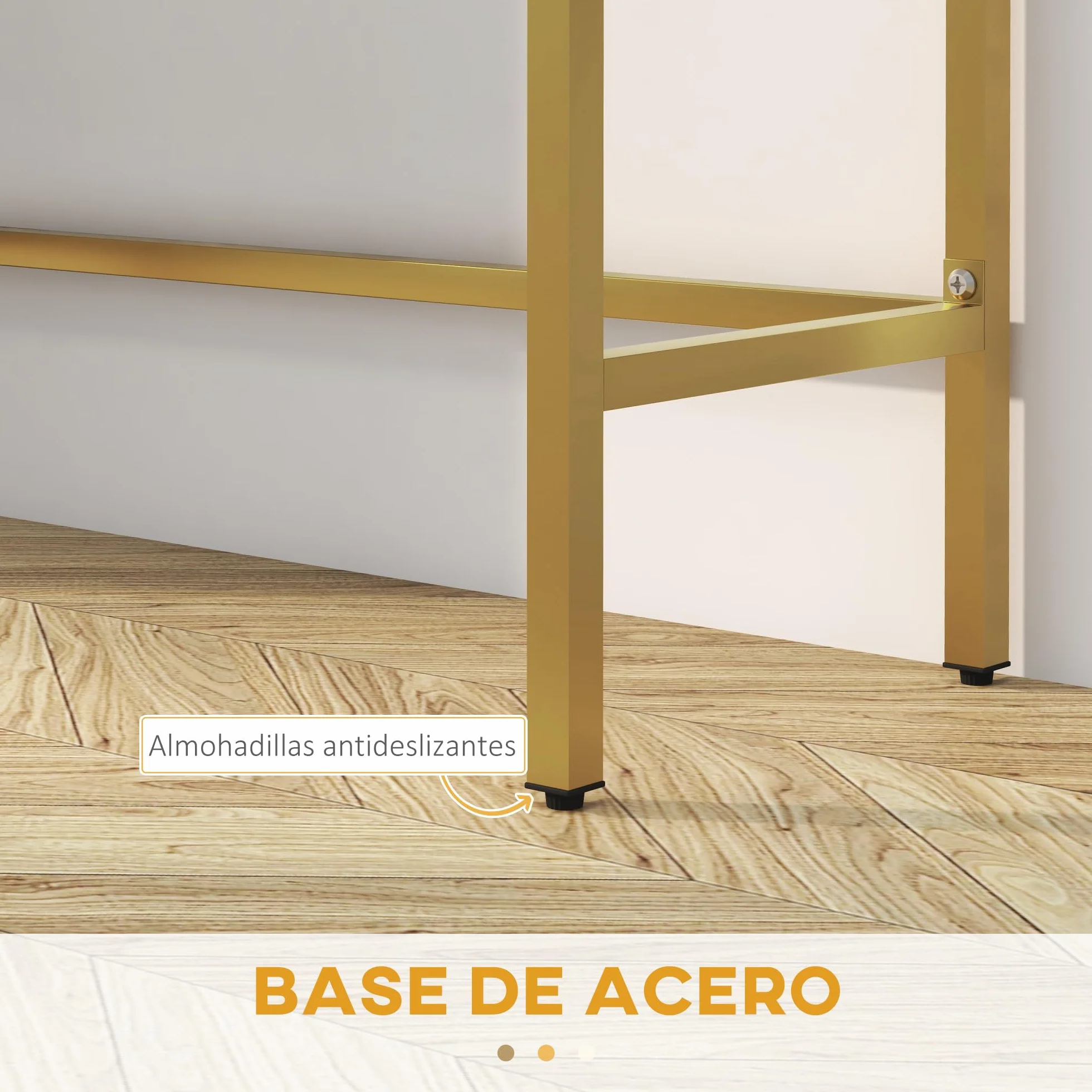 HOMCOM Mesa Consola Moderna Mesa de Entrada con 2 Cajones y Patas de Acero Dorada Antivuelco Mueble de Recibidor para Salón Pasillo 80x31,5x75 cm Blanco
