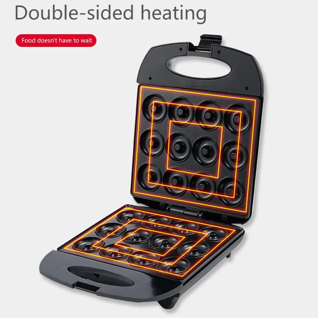SOKANY SK-821 1200W Máquina para Rosquillas, Máquina para Rosquillas Para 12 donuts, Revestimiento Antiadherente, Fácil de limpiar, Horneado de doble cara