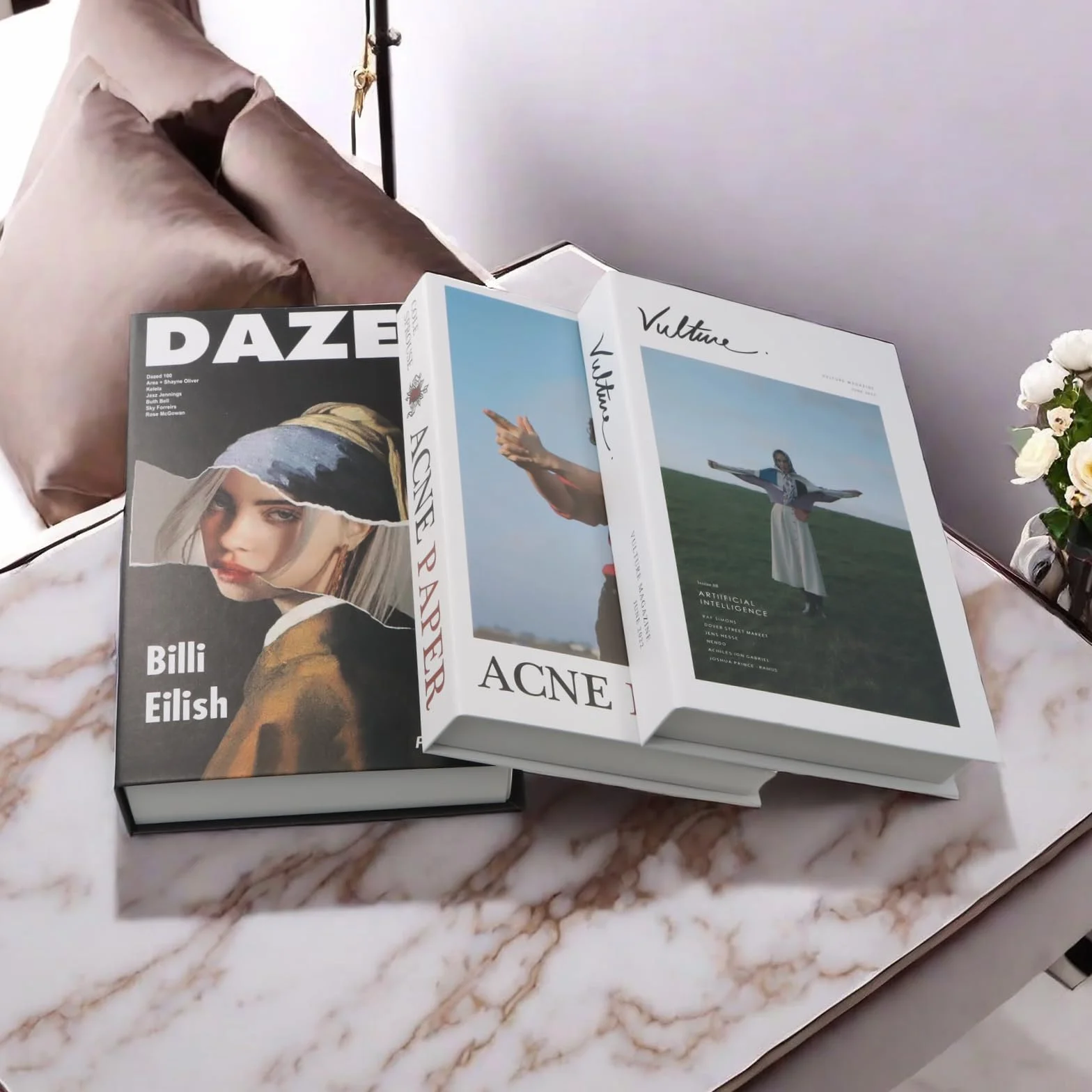 3 Piezas Libros Falsos Decorativos, Libros de Decoración Apilado, Libros de Exhibición Falsos, Libros Falsos de Moda para Decoración Hogareña, Libros de Imitación Modernos, Sin Páginas