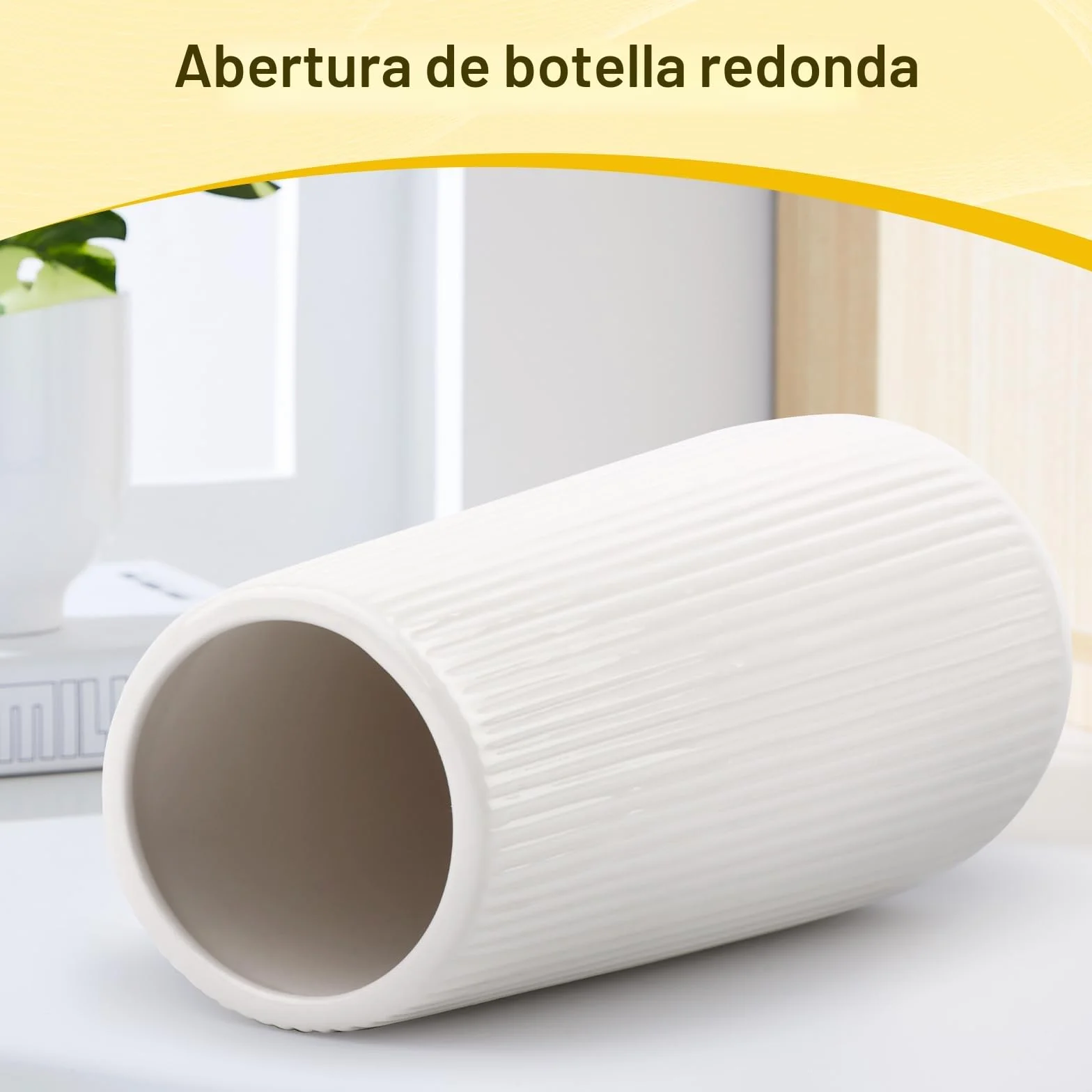 Jarrón de cerámica blanco decorativo moderno con ranuras para flores y hierba de las pampas, pequeño formato para casa, salón, mesa de comedor, entrada, oficina