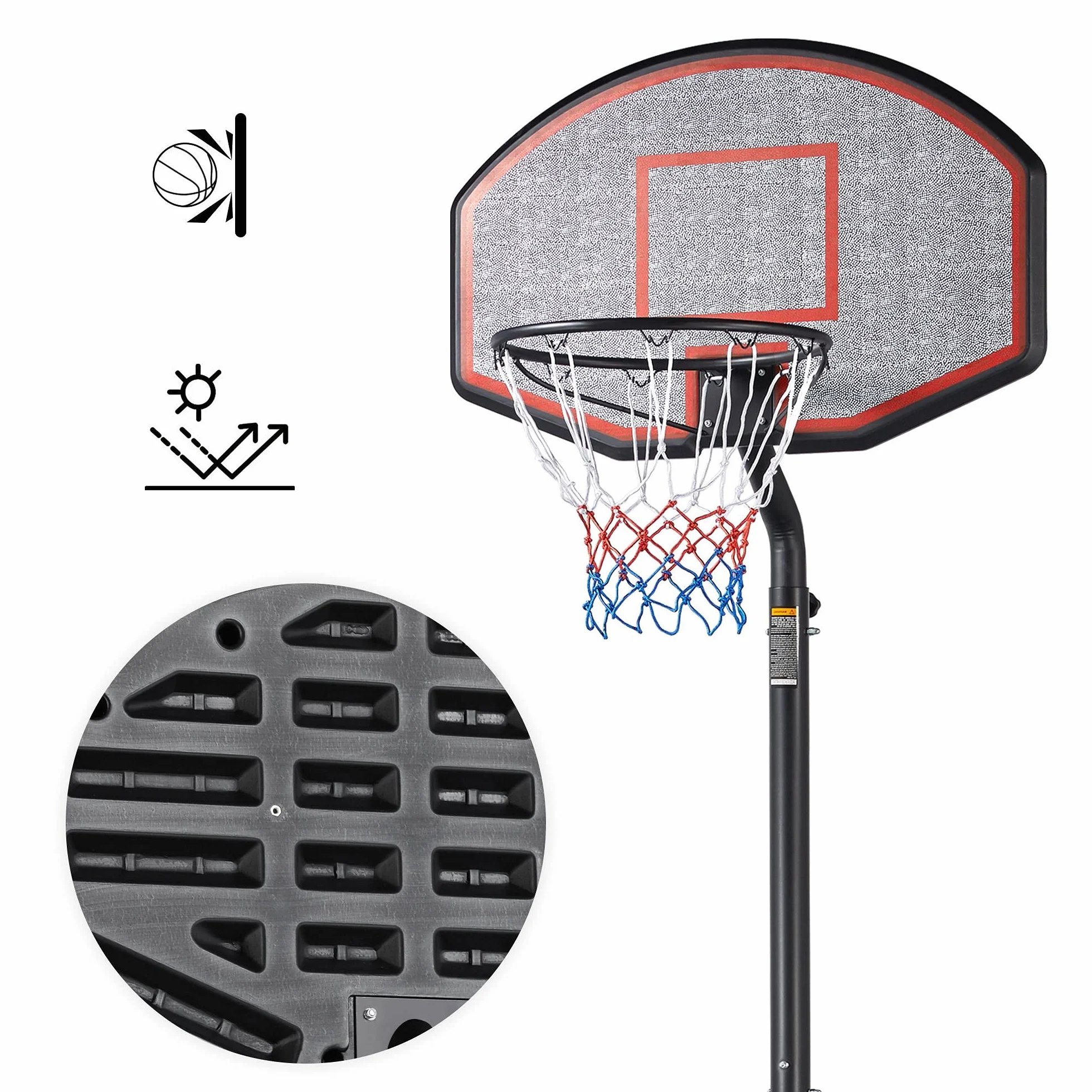 Yaheetech Canasta Baloncesto Exterior Altura Ajustable 304-353 cm Tablero Baloncesto de Pie Adultos Adolescentes