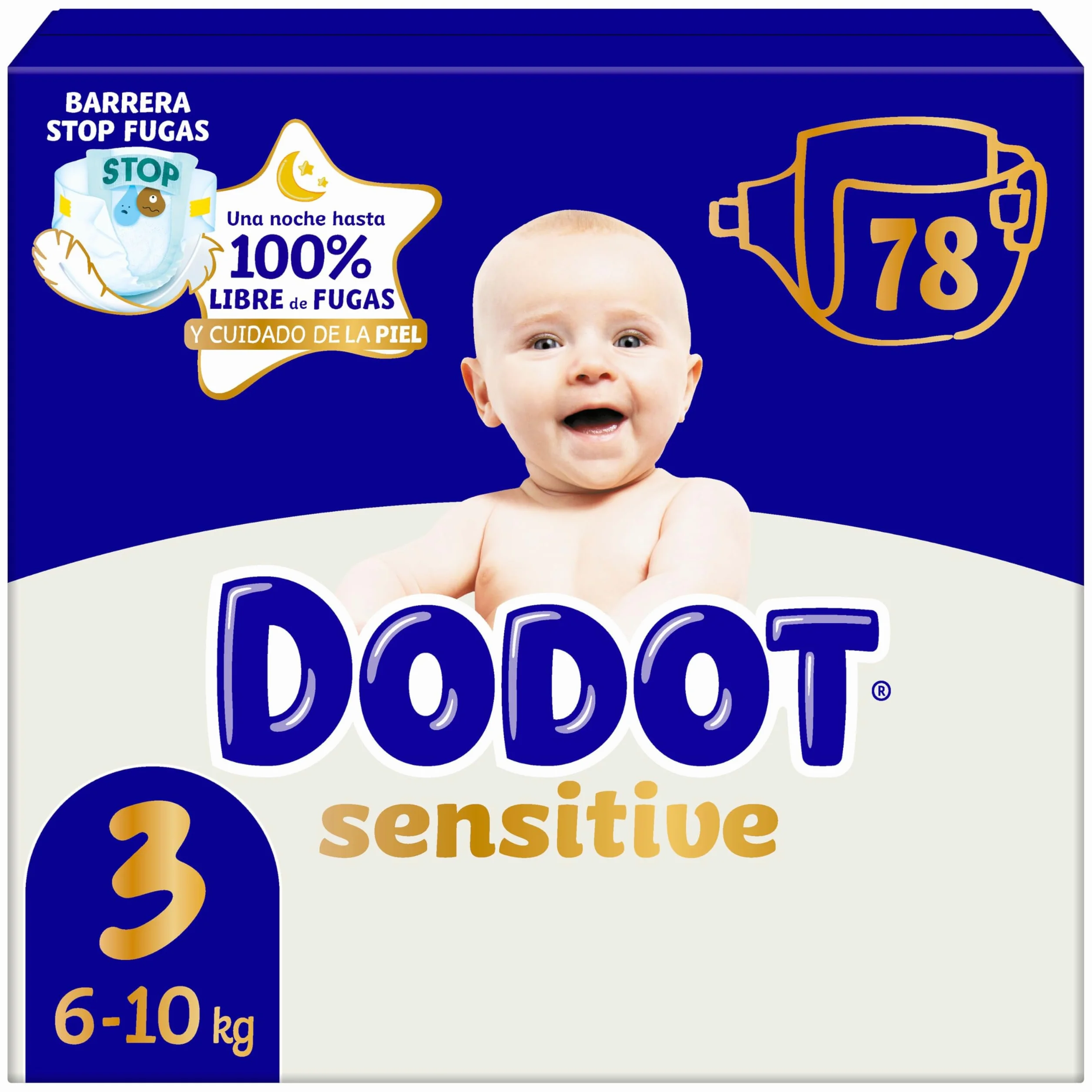 Dodot Sensitive Talla 3 78 Pañales 6kg-10kg Libre De Fugas Cuidado De La Piel
