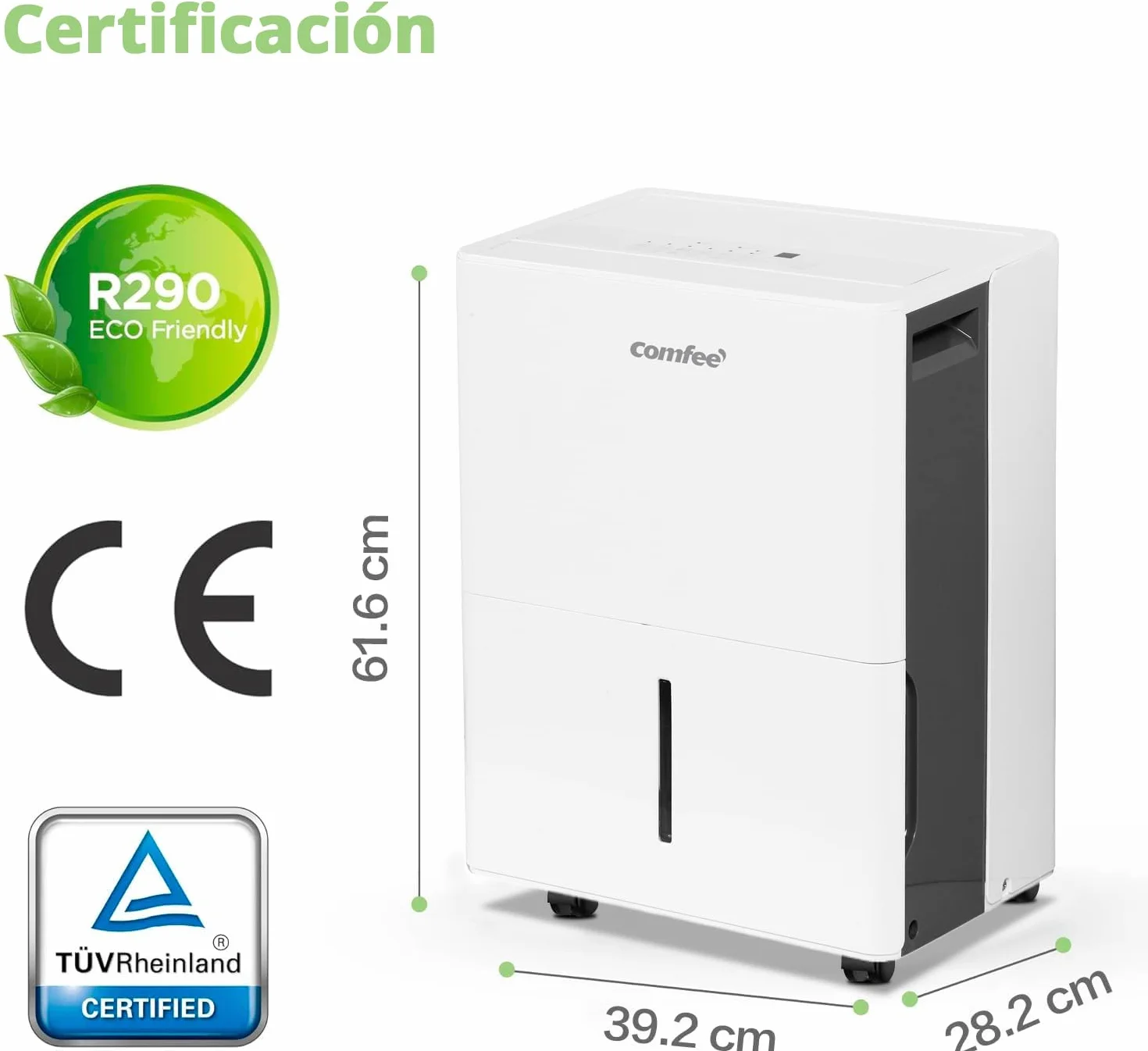 COMFEE’ Deshumidificador de humedad 50L grandes espacios hasta 116 m2 / 250 m3 - Deshumificador Industrial Gran Capacidad - Silencioso Compacto y Bajo Consumo - Deshumificadores de Humedad interior