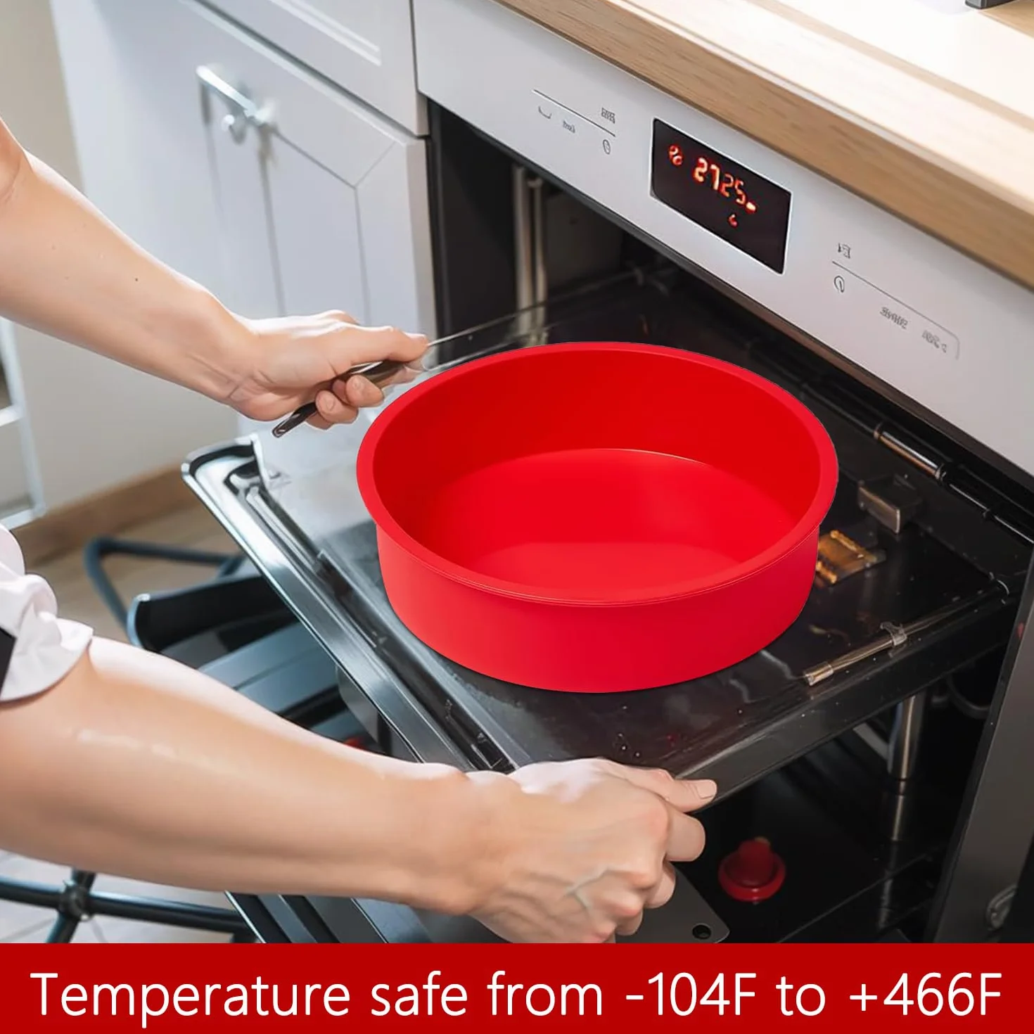 YXHZVON 2 Piezas Moldes Silicona Reposteria Redondo 20cm, Molde Bizcocho Antiadherente, Molde Redondo de Silicona para Tartas para Tarta de Queso, Tarta de Cumpleaños (Rojo)