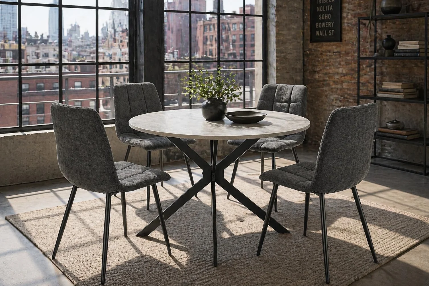 Homely® | Pack 4 sillas Aitana para Comedor | Elegante y Sofisticada | Sillas de Comedor con Acabado Tela Chenilla | Patas Metal Color Negro | Diseño cómodo y ergonómico | Gris Oscuro