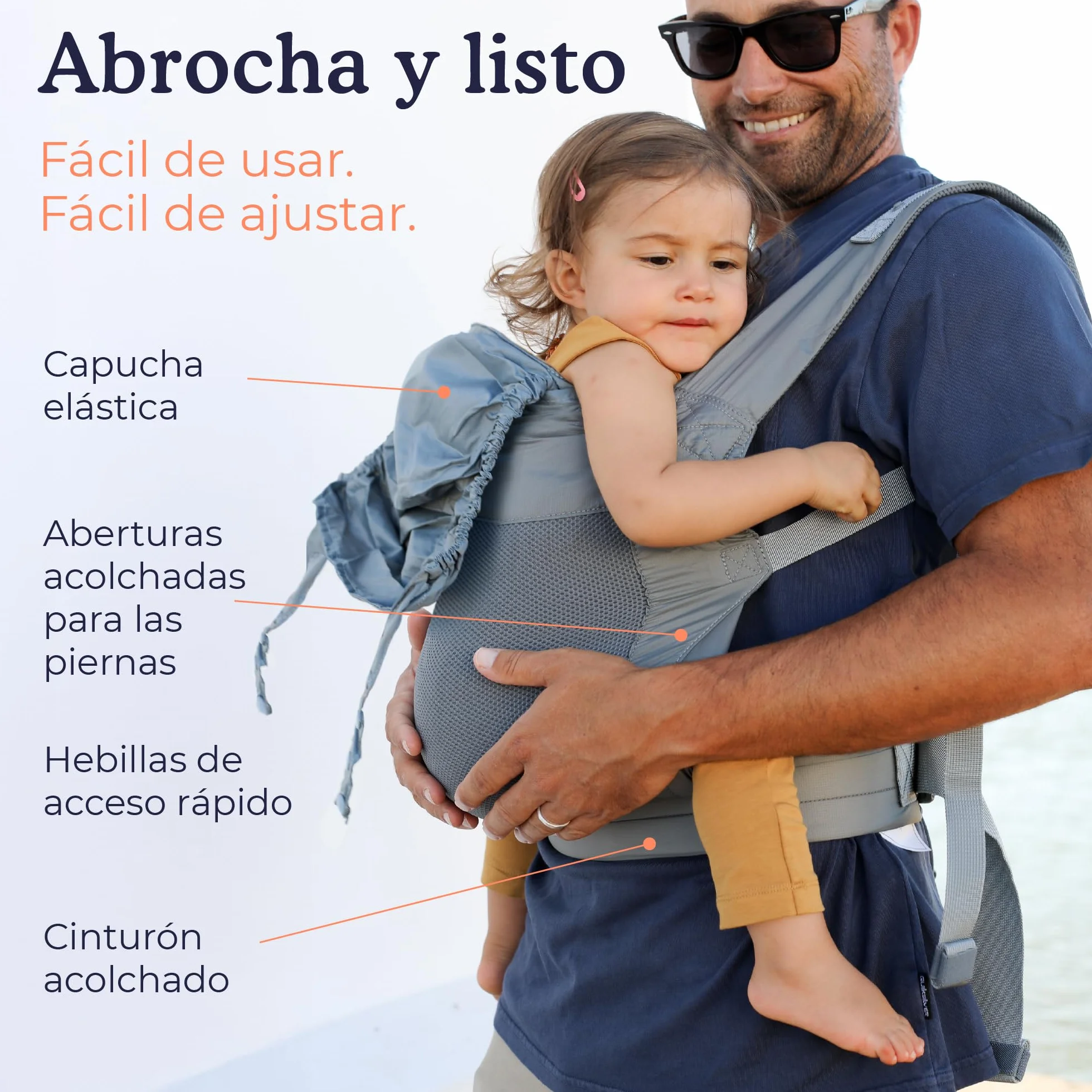 Beco Fly Ultralite Mochila Portabebés Compacta Plegable Ligera Porteo Frontal y Espalda Ergonómica M 7-20 kg Gris