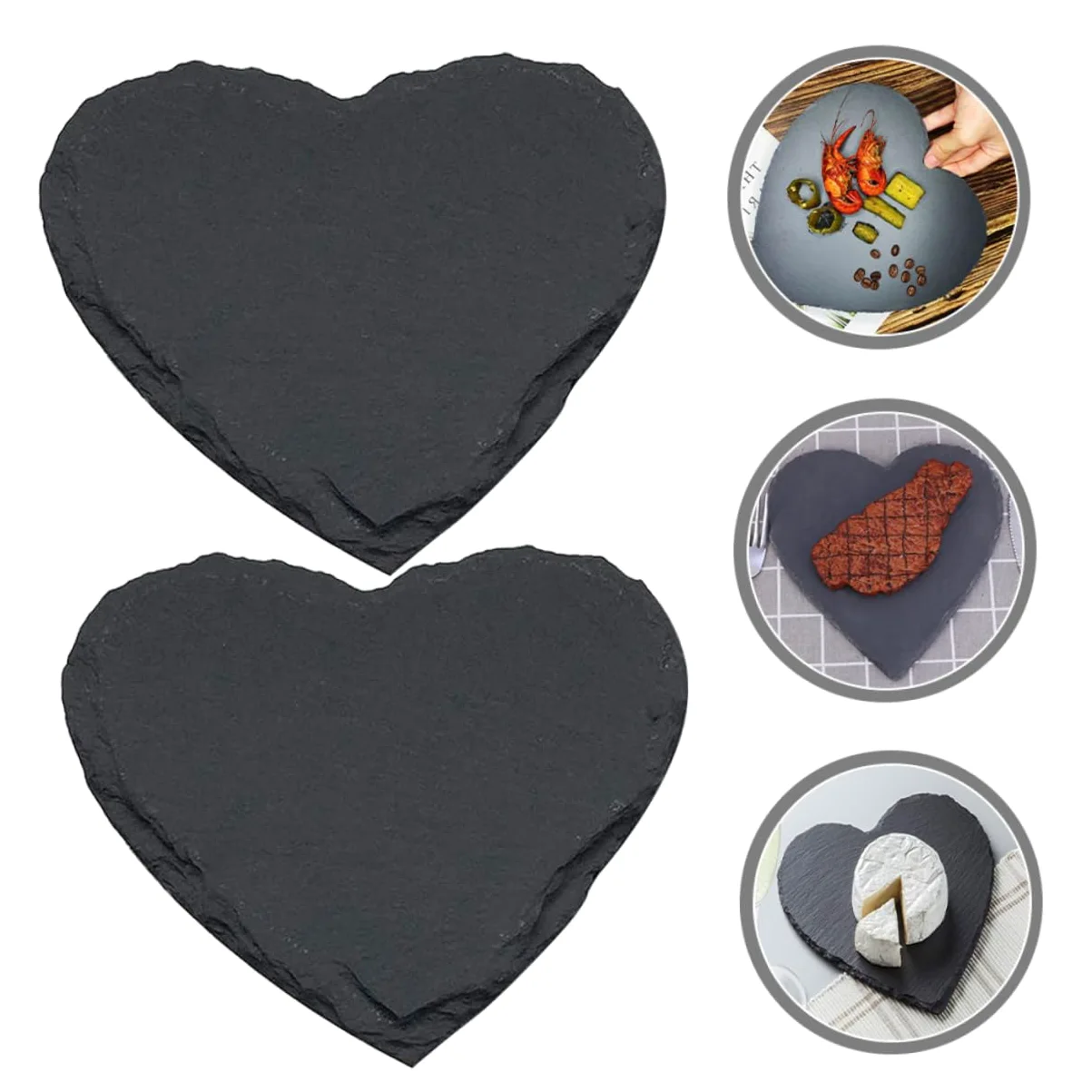 Cabilock 2piezas Platos Para Carne De Pizarra Natural Corazón Para Servir y Guardar Diseño Único