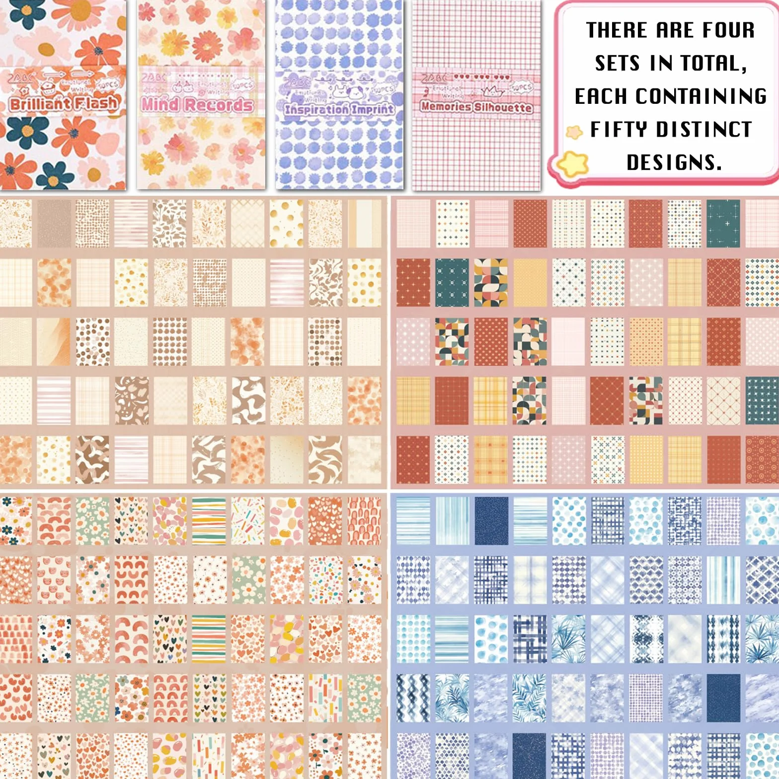 200 Hojas Retro Papel Scrapbooking, 5.6 x 8.3cm Scrapbooking Materiales, Papel Decoupage, Diverso Scrapbook Paper de Fondo Diy para Diarios Creativos, Proyectos de Manualidades, Tarjetas