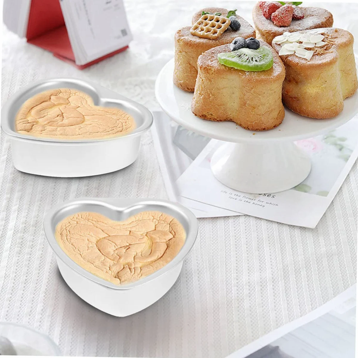 Veemoon Molde 2 Piezas de Aleación de Aluminio para Pastel de Corazón Superficie Lisa sin Rebabas para Repostería y Manualidades