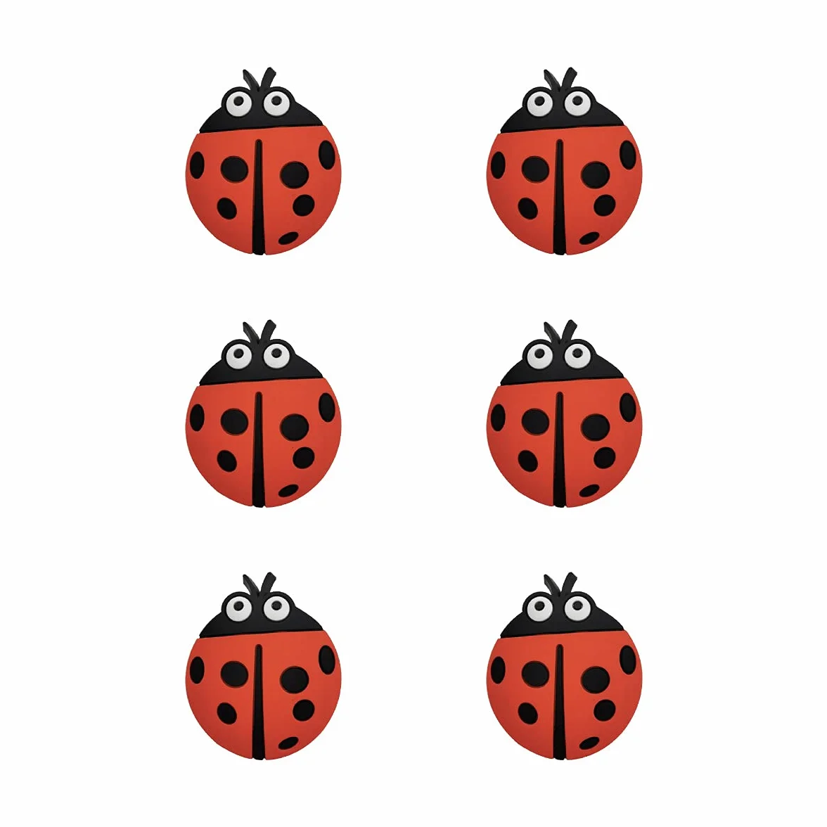 Juego de 6 pomos de goma suave para muebles de jardín de la serie de dibujos animados, para niños, niñas, jóvenes, armarios, cajones, juguetes, diseño de mariquita