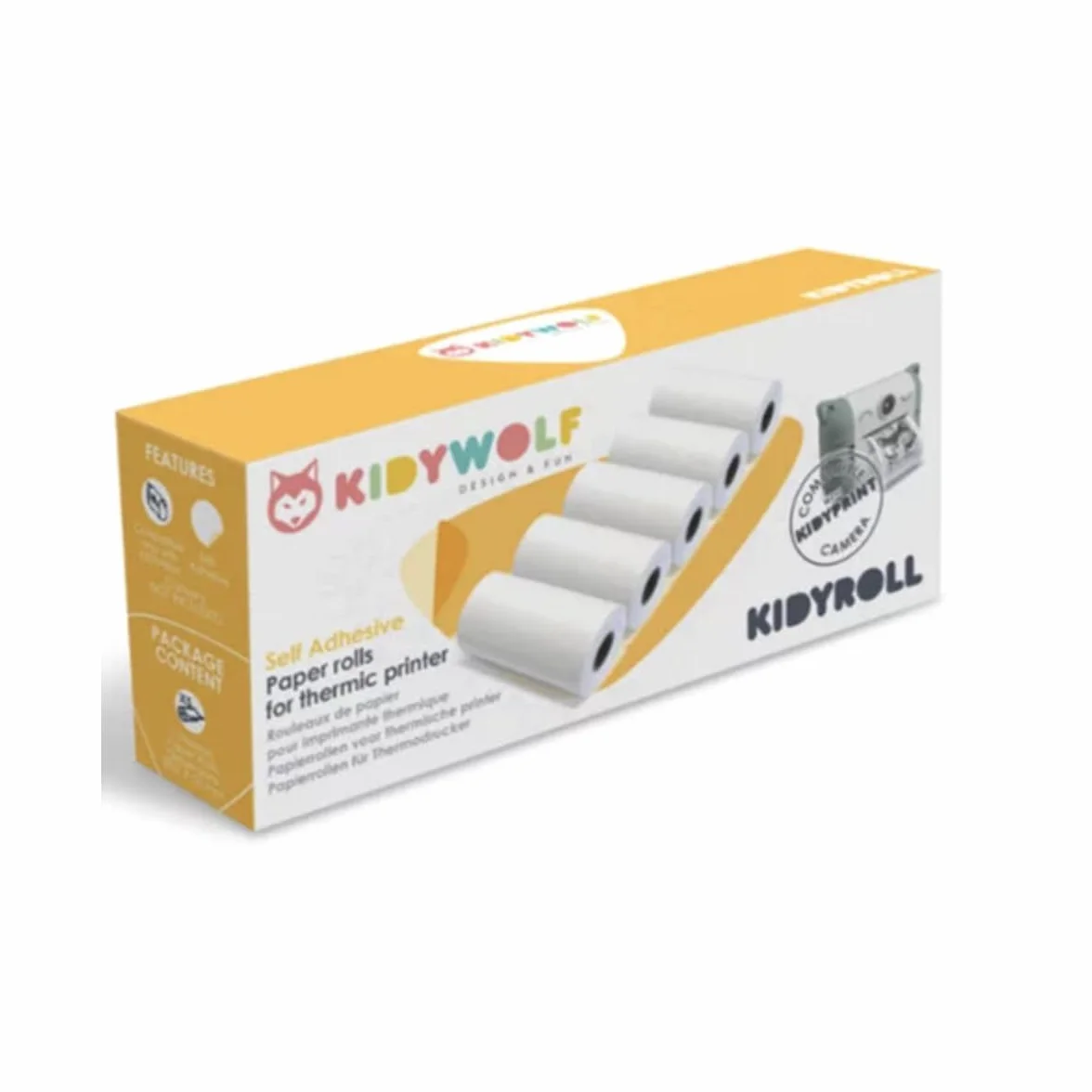 KIDYWOLF - Papel adhesivo para cámara instantánea, 5 rollos