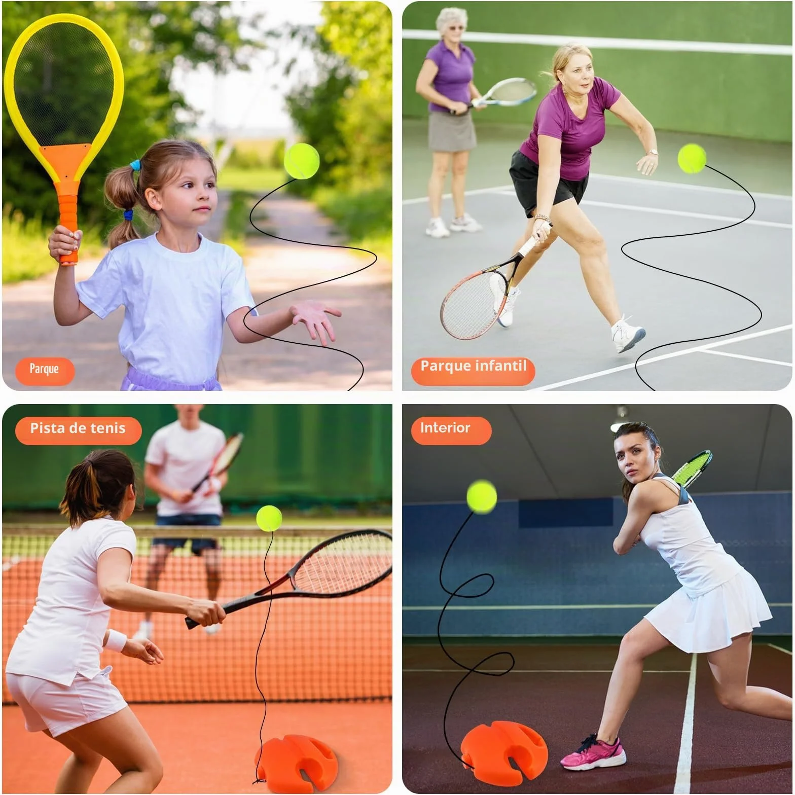 Juego de Entrenamiento de Tenis portátil con 3 Pelotas de Rebote, Equipo de Tenis para niños y Principiantes