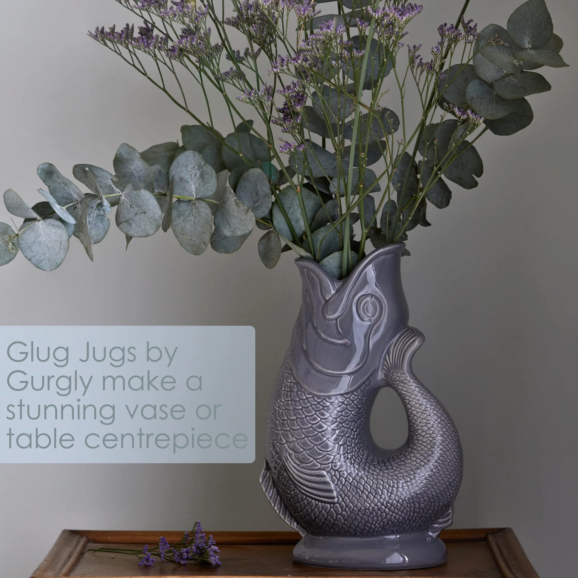 Iconic Verdigris Glug Jarra Grande 28cm 1.4L - Jarra de agua para peces, jarrón decorativo para peces, adorno, jarra