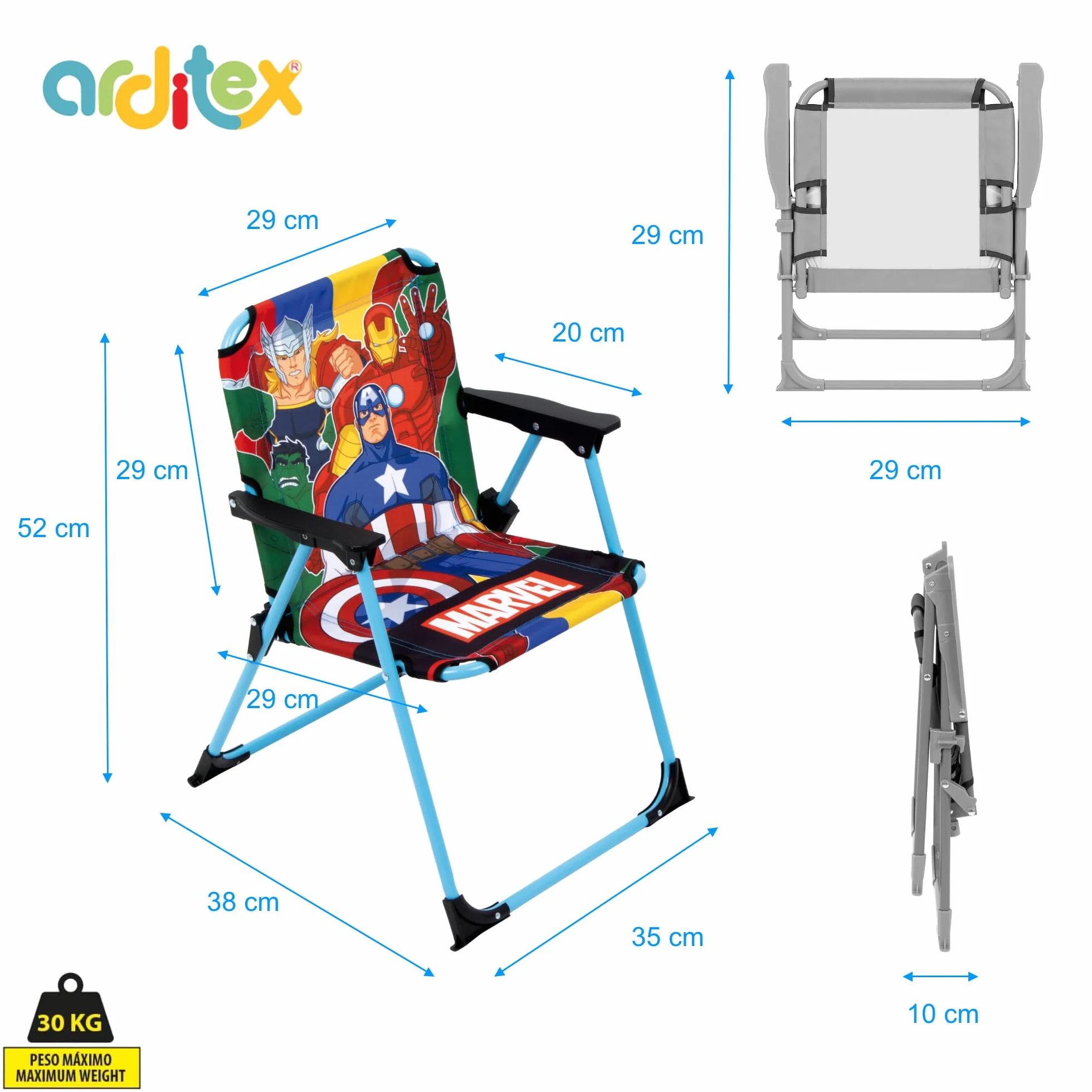 ARDITEX Silla Plegable Los Vengadores Marvel 38x32x53cm para Jardín Camping Playa